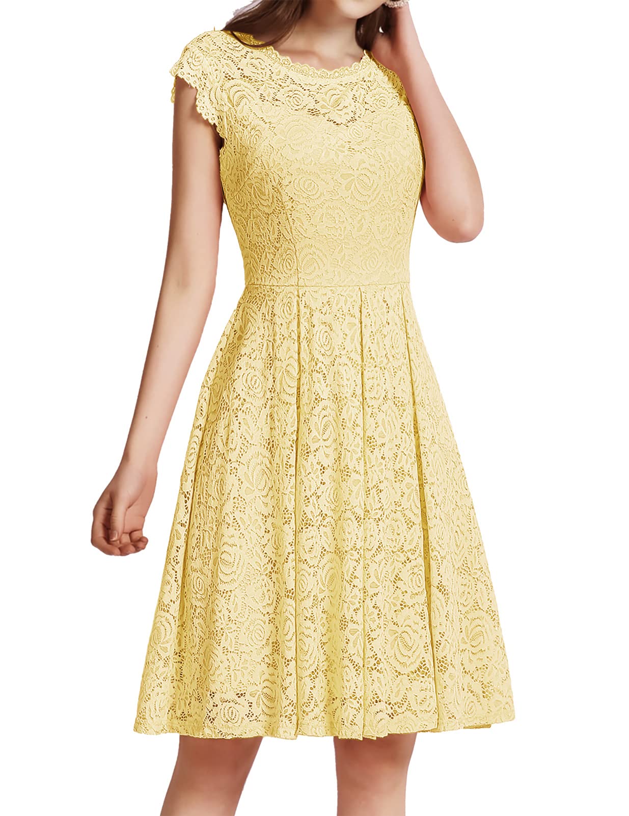 Meetjen Floral Lace Prom Dress for Women - Elegant A-line Graduation, Cocktail & Wedding Guest Dress for Special Occasions