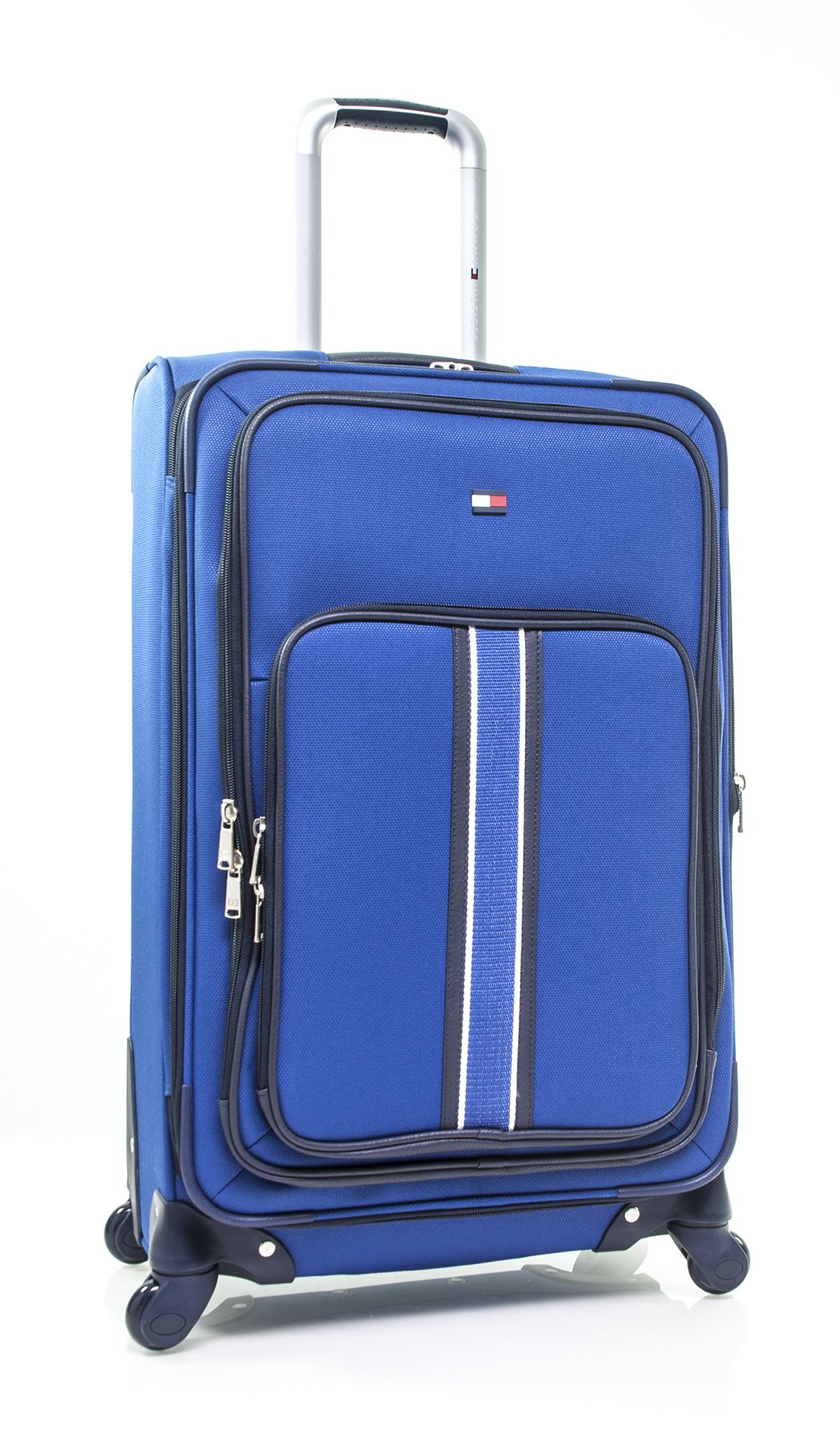 Tommy Hilfiger Signature Blue Expandable Spinner Luggage 24 Inch - Lightweight Durable Suitcase for Travel, Business Trips & Vacations