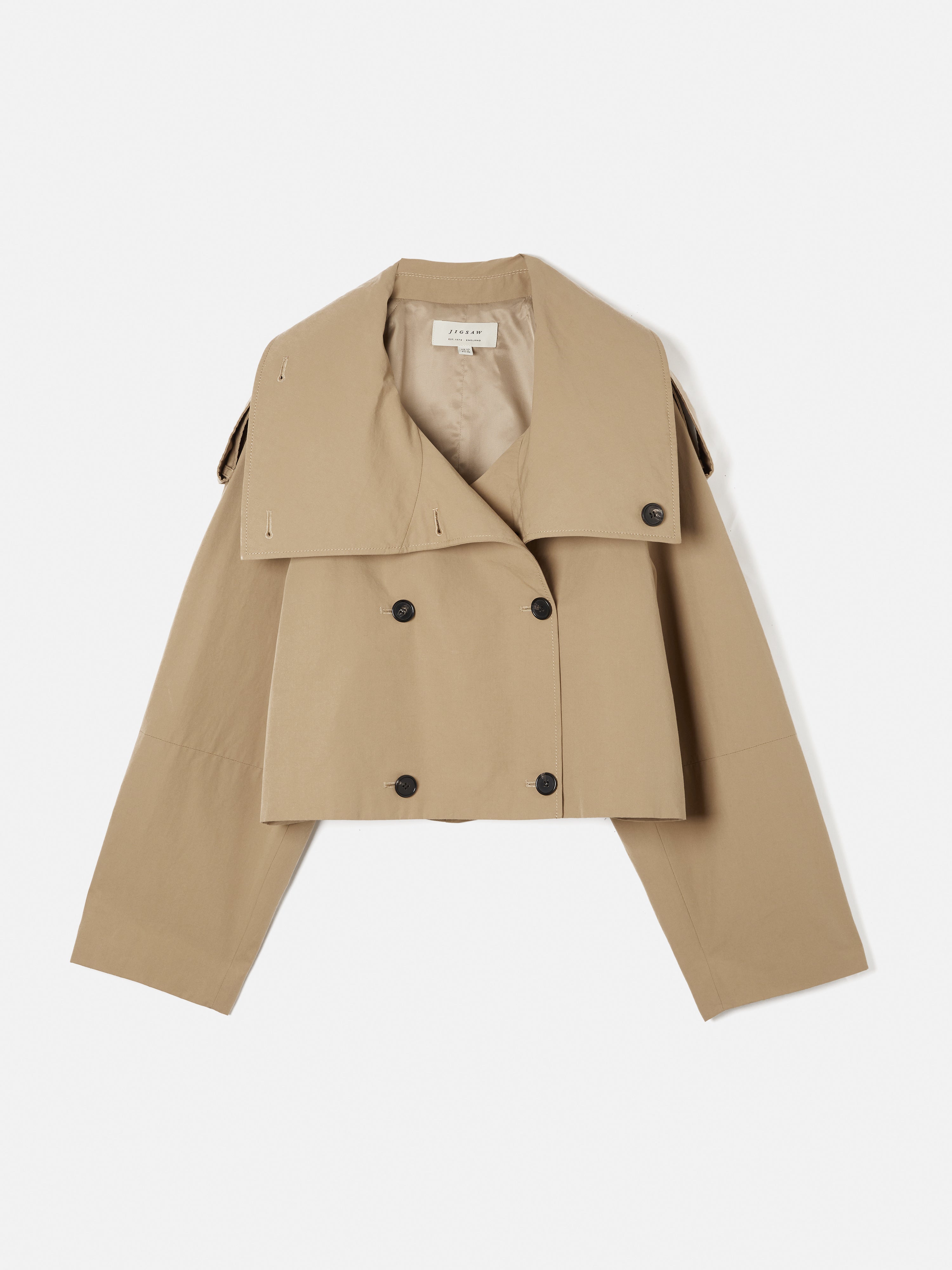 Cropped Cotton Trench Jacket for Women - Lightweight Stone Beige Spring Coat | Perfect for Casual Outfits, Office Wear & Spring Layering