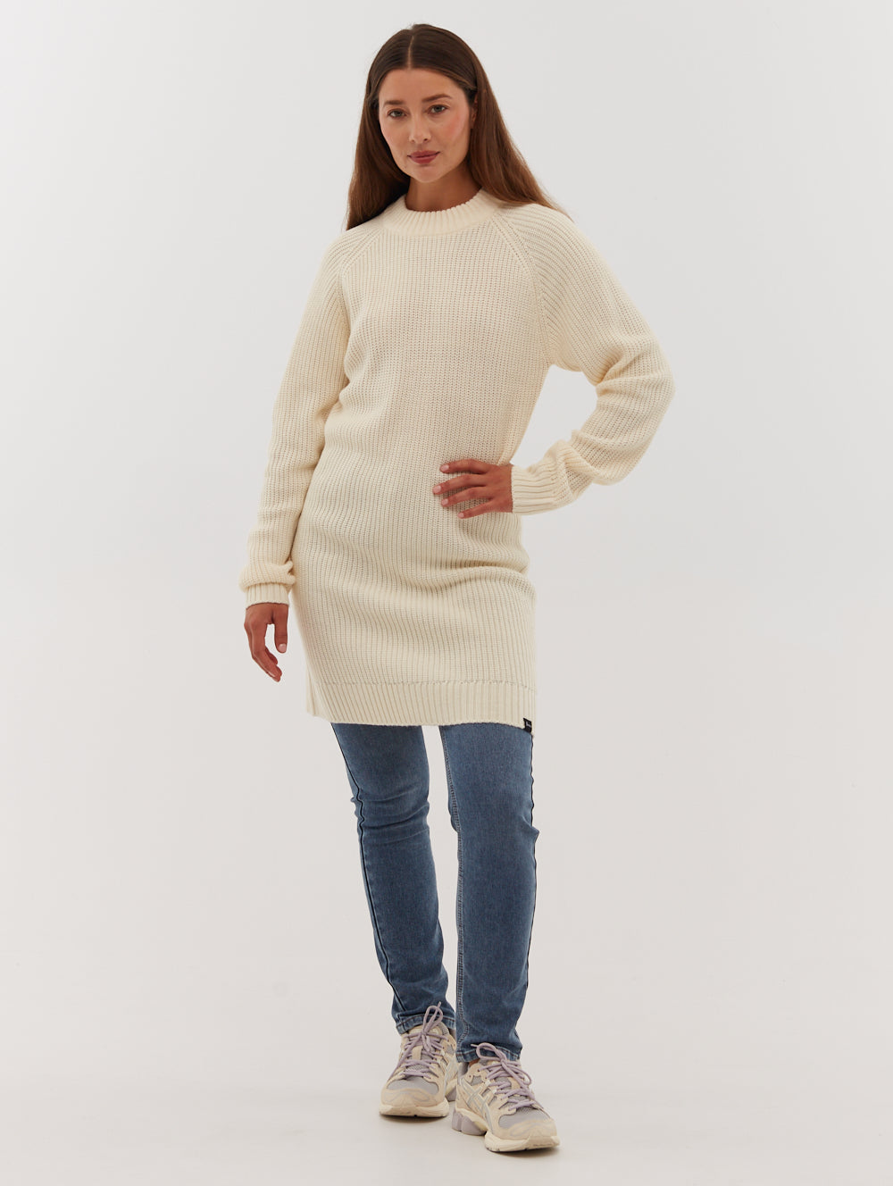 Karlie Rib Knit Sweater Dress for Women - Soft Stretchy Long Sleeve Tunic Dress - Perfect for Fall Winter, Date Night & Office Wear