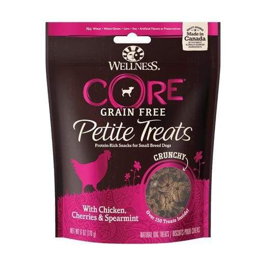 Wellness CORE Petite Treats Crunchy Mini Bites Chicken, Cherries & Spearmint Dog Treats 170g - Healthy Natural Snacks for Small Dogs - Perfect for Training, Rewards & Dental Care