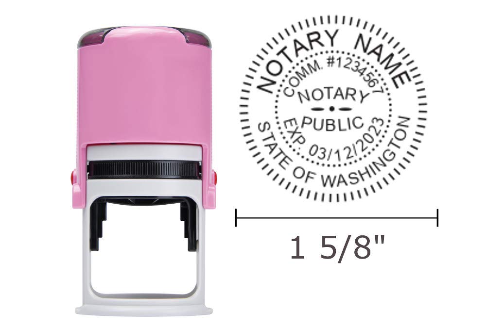 Washington State Round Notary Stamp | Self-Inking Notary Seal with Unique Pink Body (R-542) - Perfect for Legal Documents, Contracts & Official Paperwork