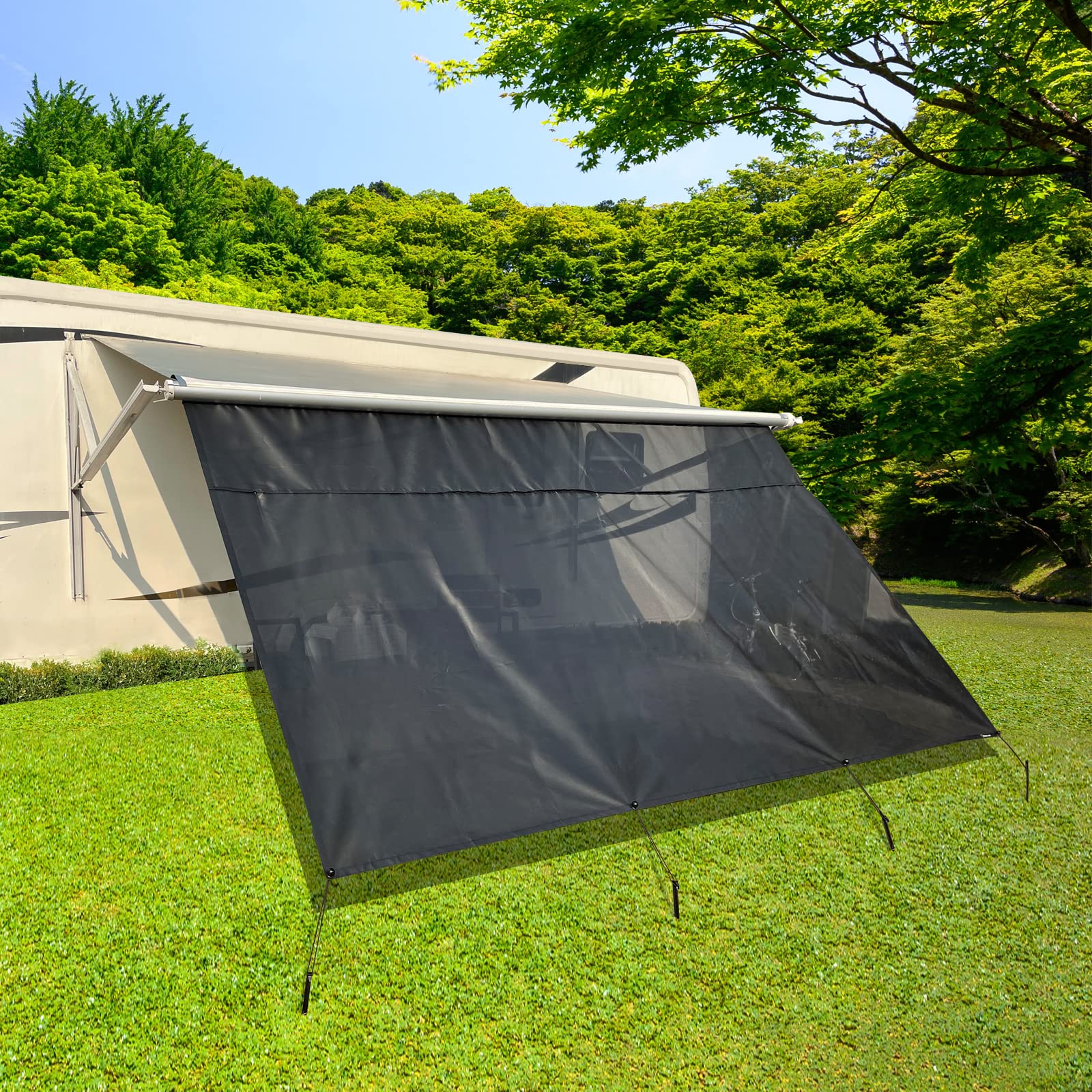 Dulepax RV Awning Shade Screen with Zipper - 9'X15'3' UV Blocking & Privacy Protection - Universal Fit for Dometic, Carefree & More RV Accessories - Perfect for Camping, Outdoor Relaxation & Sun Protection