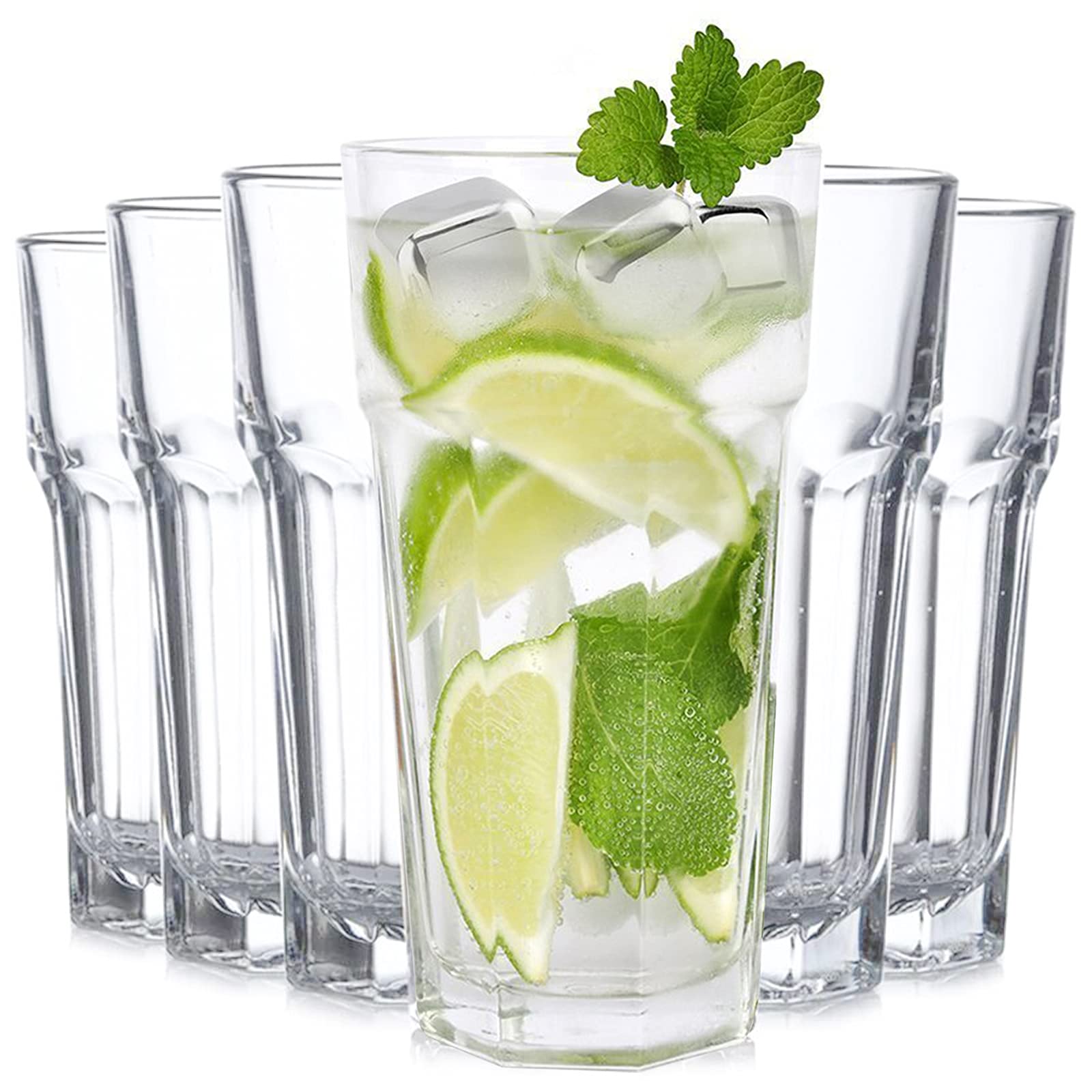 Tebery 6 Pack Stackable Plastic Tumbler Cups - 20oz Reusable Unbreakable Acrylic Drinking Glasses for Water, Juice & Iced Coffee - Perfect for Home, Office, Picnics & Outdoor Parties