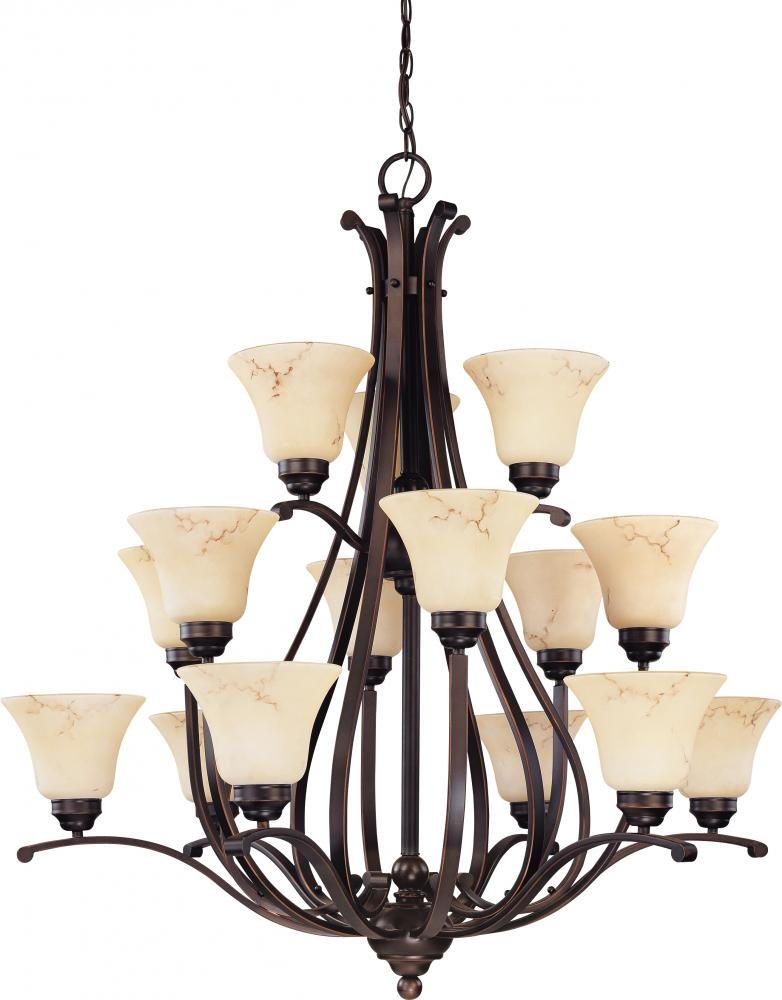 NUVO 60/1404 15-Light Bronze/Dark Chandelier - Elegant Ceiling Lighting Fixture for Dining Room, Living Room & Bedroom Decor