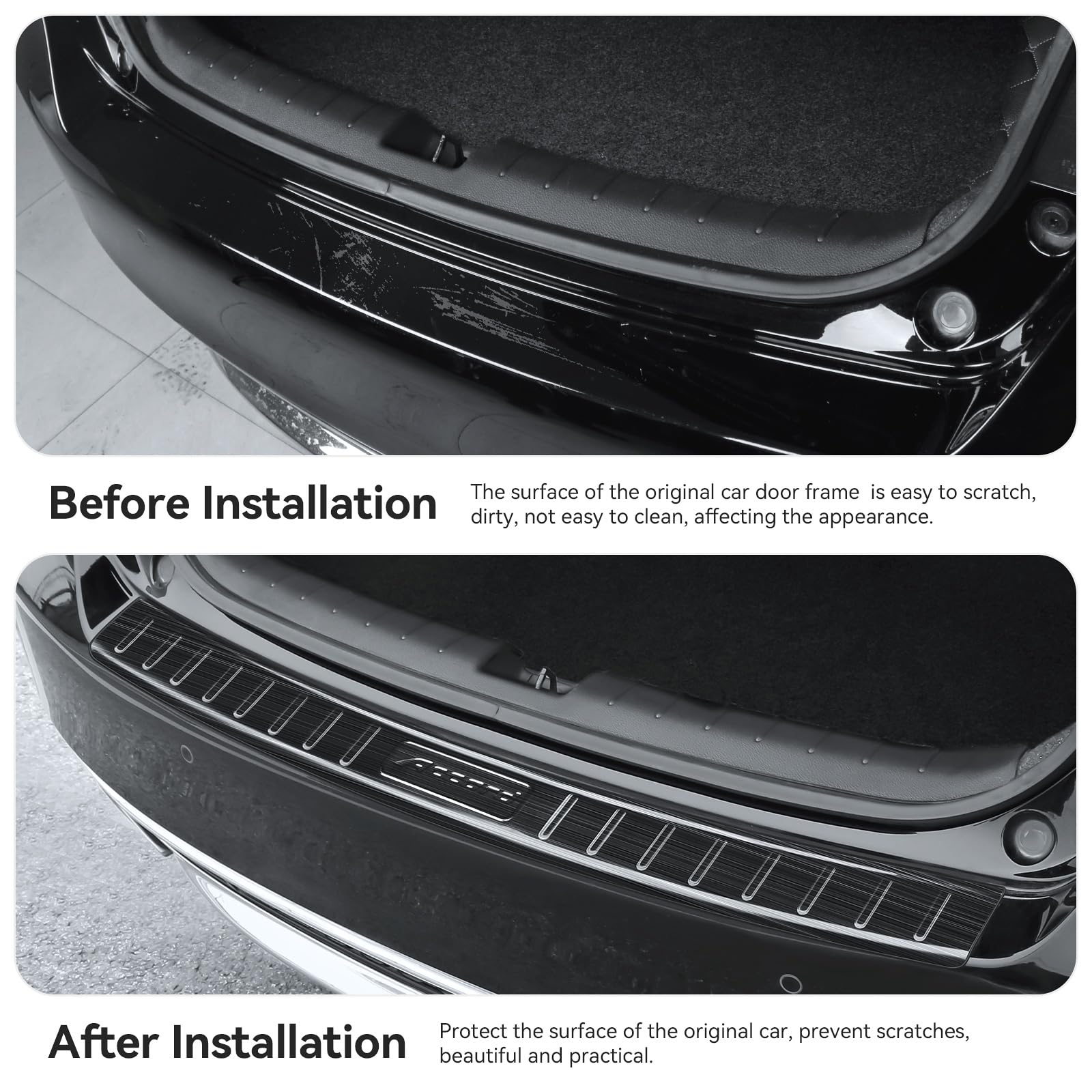 Honda Accord 2013-2017 Hybrid HEV Stainless Steel Rear Bumper Guard - Black Brushed Exterior Trunk Sill Protector for Parking & Loading Protection