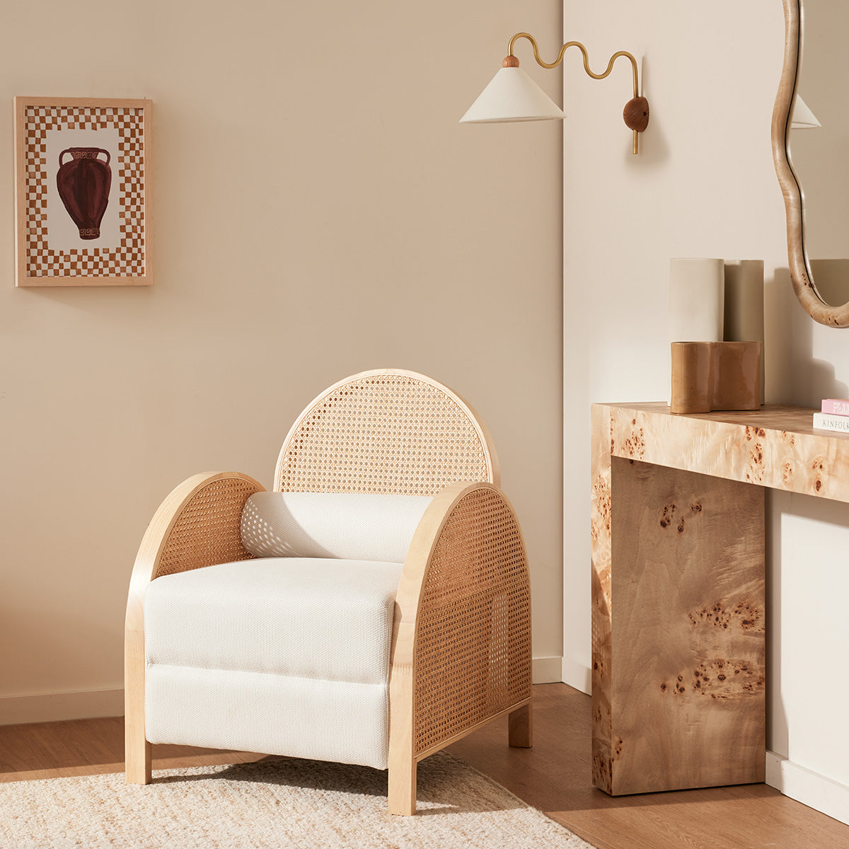 Stylish Capri Rattan Armchair - Natural Wicker Lounge Chair for Indoor & Outdoor Use - Perfect for Patio, Garden, or Living Room Decor