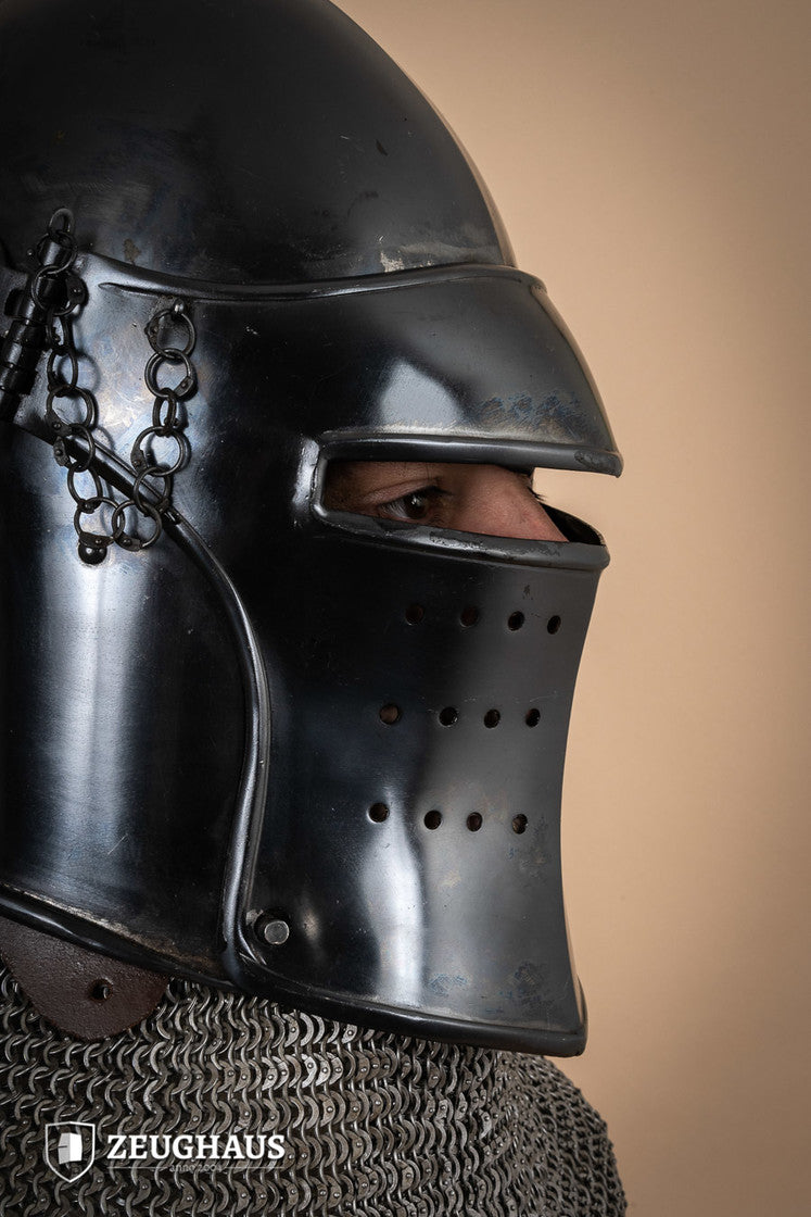 Bascinet Avenger 1.6mm Burnished Medieval Helmet - Authentic Knight Armor for LARP, Cosplay & Historical Reenactment