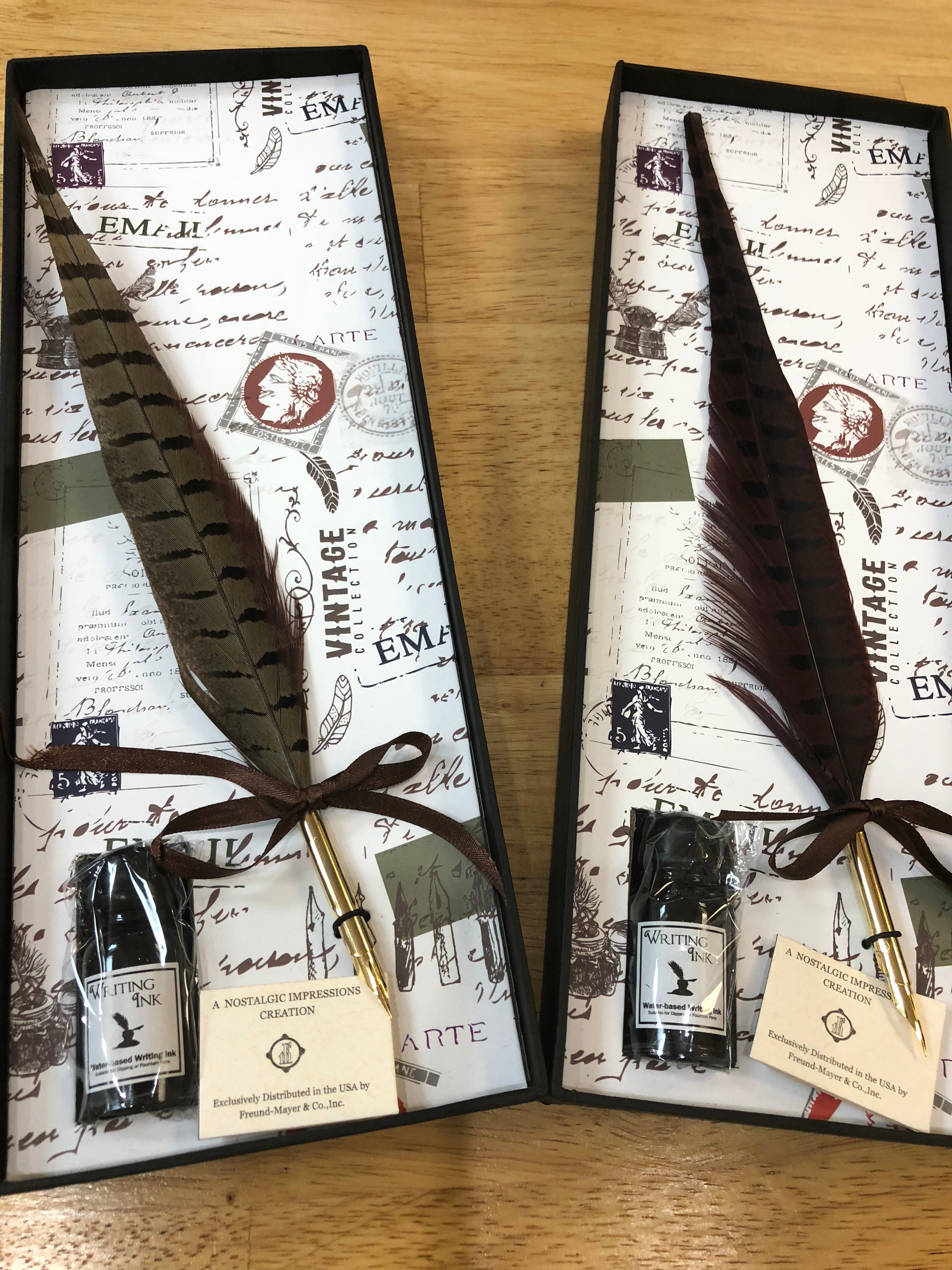 Premium Pheasant Quill Pen & Ink Set - Handcrafted Calligraphy Writing Kit for Vintage Letter Writing, Wedding Invitations & Artistic Projects