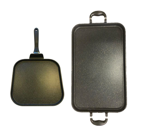 2-Pack Marble Griddle Set - 1 & 2 Burner Nonstick Rectangular & Square Marble Cooking Stone (19x11.5