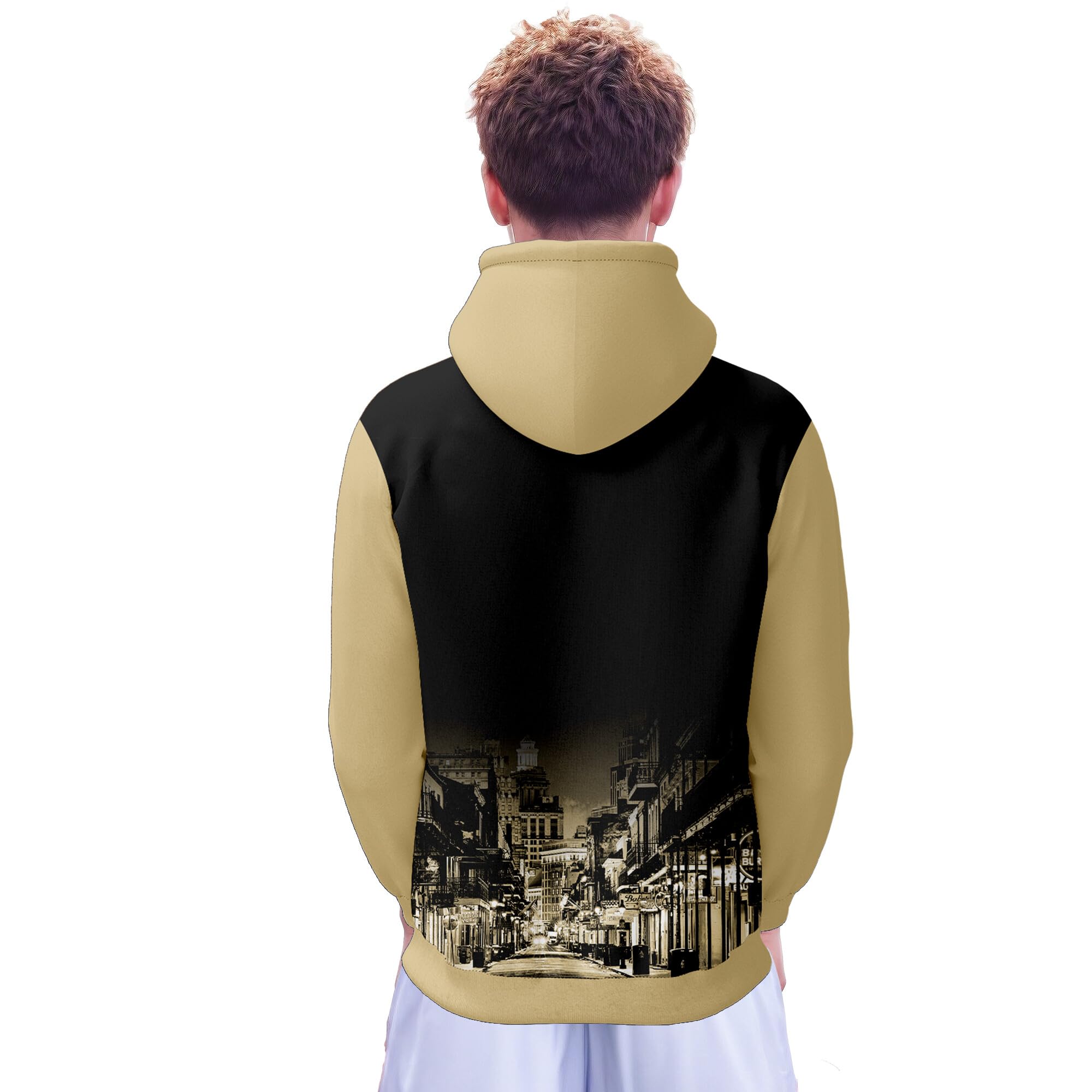 Men's City Night View Football Hoodie - American Football Fan Gift, Hip Hop Pullover Hooded Sweatshirt for Casual Wear & Game Day Outfits