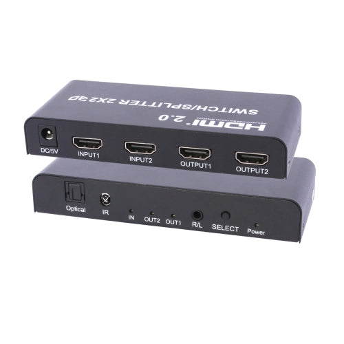 2x2 HDMI 2.0 Matrix Switch Splitter - 4K 60Hz 2 Input 2 Output with Remote Control for Home Theater, Gaming & Multi-Room Video Distribution