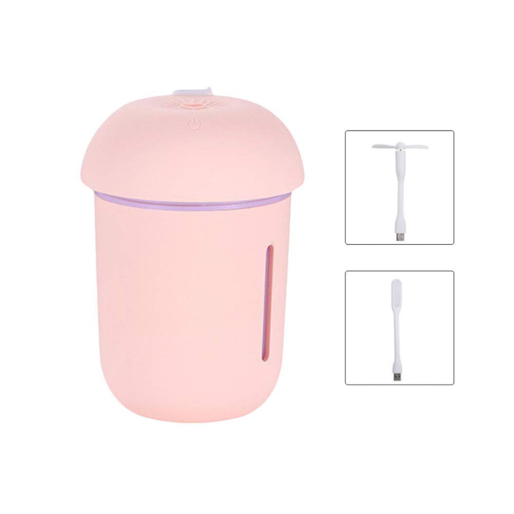 3-in-1 Mini Mushroom USB Humidifier with Night Light & Fan - Portable Air Purifier for Home, Office, Car, Bedroom - Includes USB Cable & LED Light - Perfect for Dry Air Relief, Sleep Comfort & Workspace Hydration (Black)