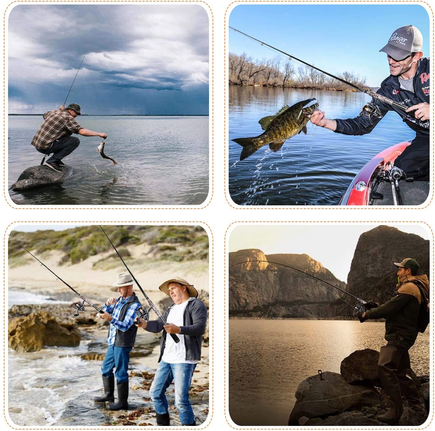 PLUSINNO Fishing Rod and Reel Combos Kit - 212Pcs Saltwater & Freshwater Fishing Tackle Set - Durable Fishing Gear for Bass, Trout, Salmon - Perfect for Shore, Boat, and Kayak Fishing Adventures