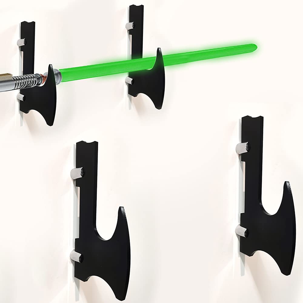 WANLIAN Black Wall Mounted Lightsaber Holder - Universal Sword & Knife Display Stand with Fixings - Perfect for Star Wars Collectibles, Cosplay, and Home Decor