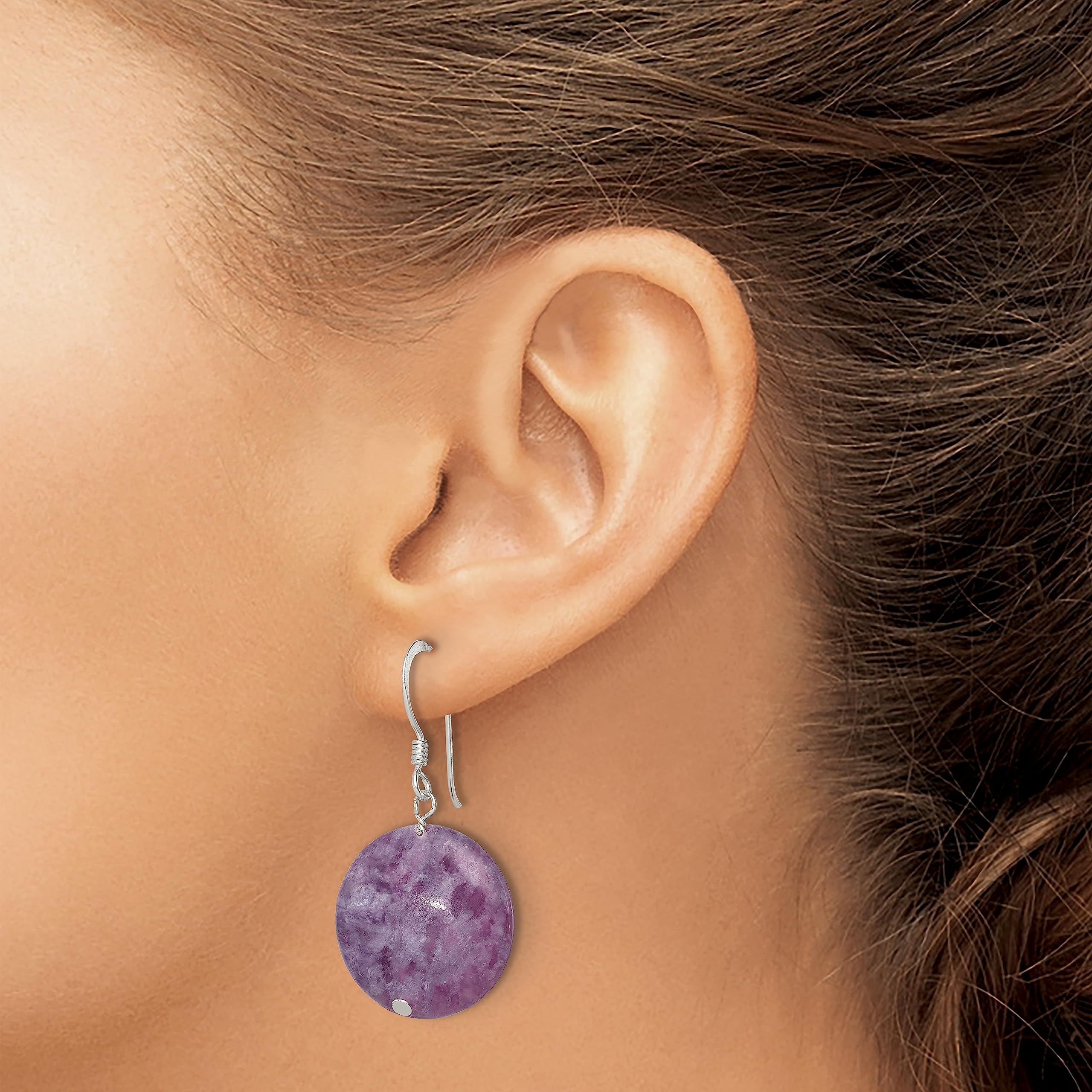 925 Sterling Silver Purple Lepidolite Earrings for Women | Healing Crystal Jewelry for Stress Relief & Positive Energy | Perfect for Meditation, Yoga & Everyday Wear