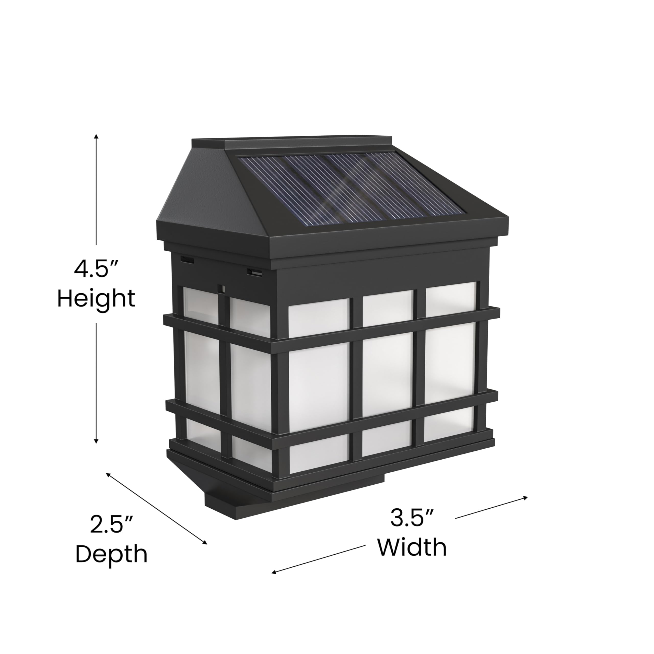 Merrick Lane Black Solar Wall Lights - 6 Pack Bright White LED Outdoor Solar Powered Lights for Fence, Deck, Garden, Pathway & Patio Lighting - Waterproof & Energy Efficient Landscape Lighting