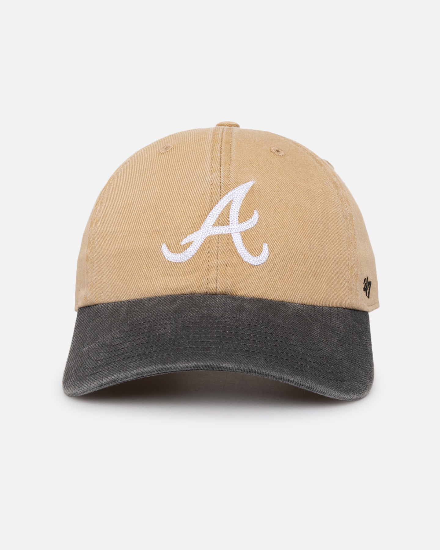 47 Brand Atlanta Braves 47 Clean Up Strapback Khaki Adjustable Hat - Official MLB Baseball Cap for Men & Women - Perfect for Games, Tailgating & Casual Wear