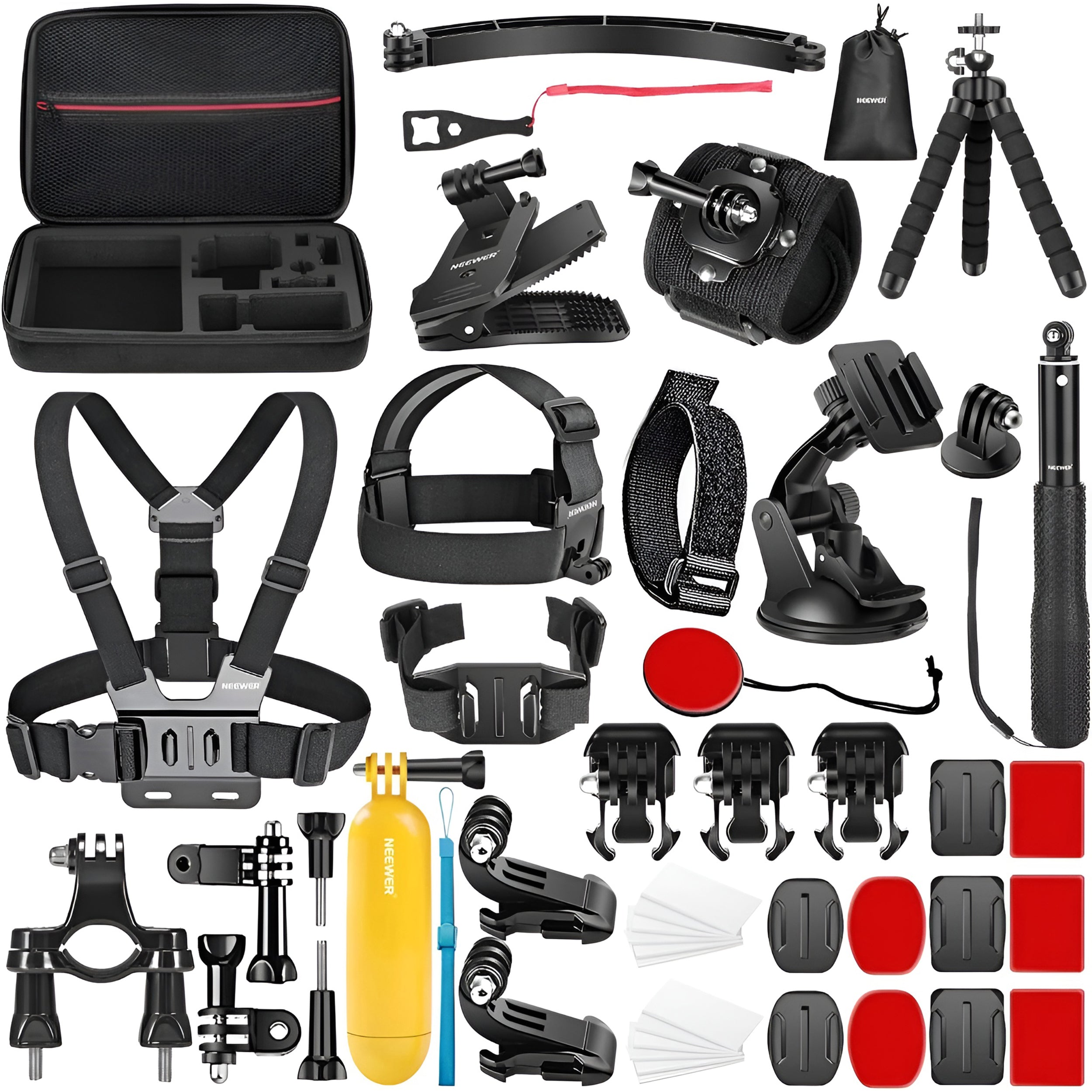 NEEWER 50-in-1 Action Camera Accessory Kit - Black | Compatible with GoPro Hero 11/10/9/8/7/6/5 | Waterproof Case, Mounts & More | Perfect for Vlogging, Travel & Outdoor Adventures