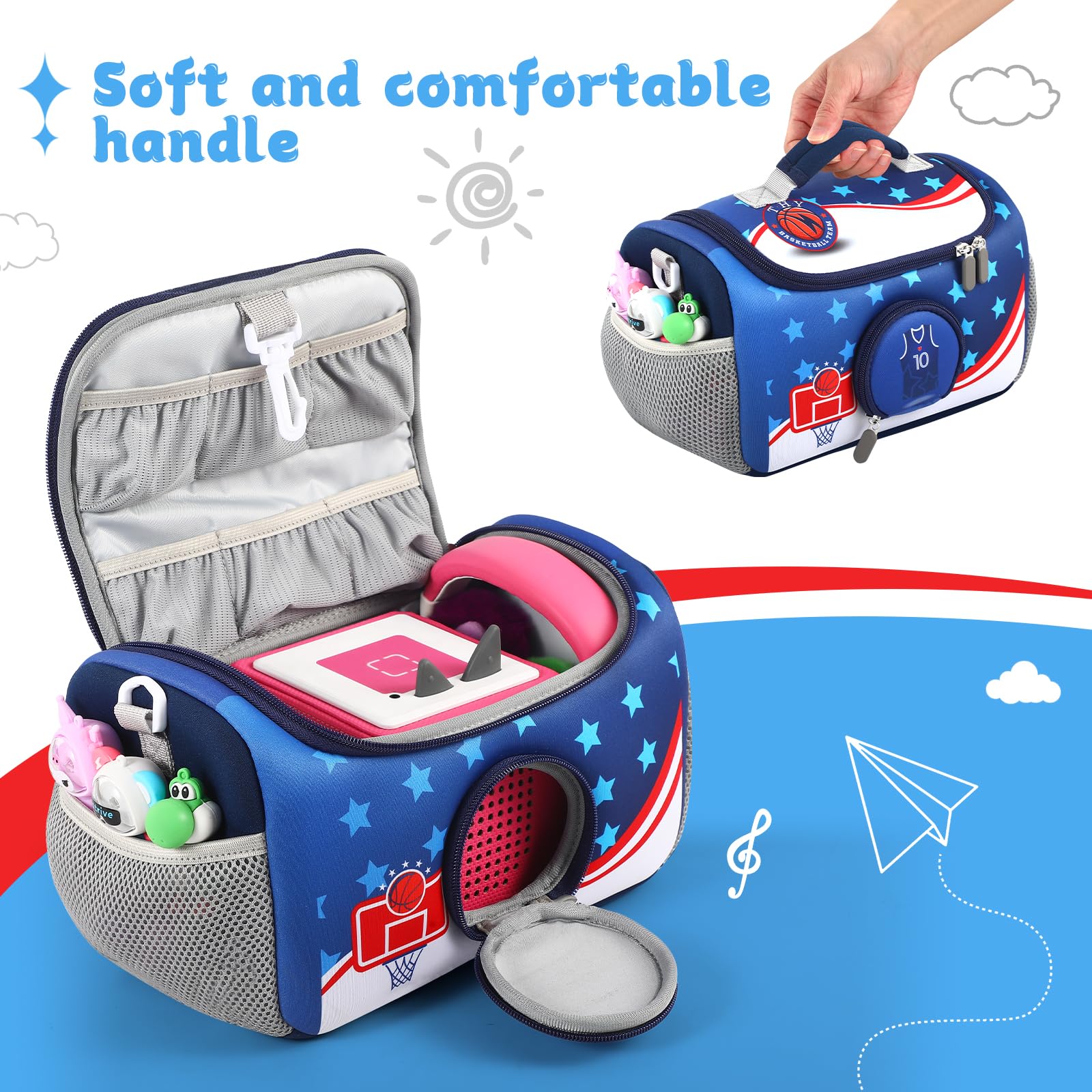 Compatible with Toniebox Audio Player - Shoulder Strap Portable Bag for Storage & Charging | Navy Blue Carrying Case for Tonies Figures | Perfect for Travel, Kids' Playtime & Headset Organization