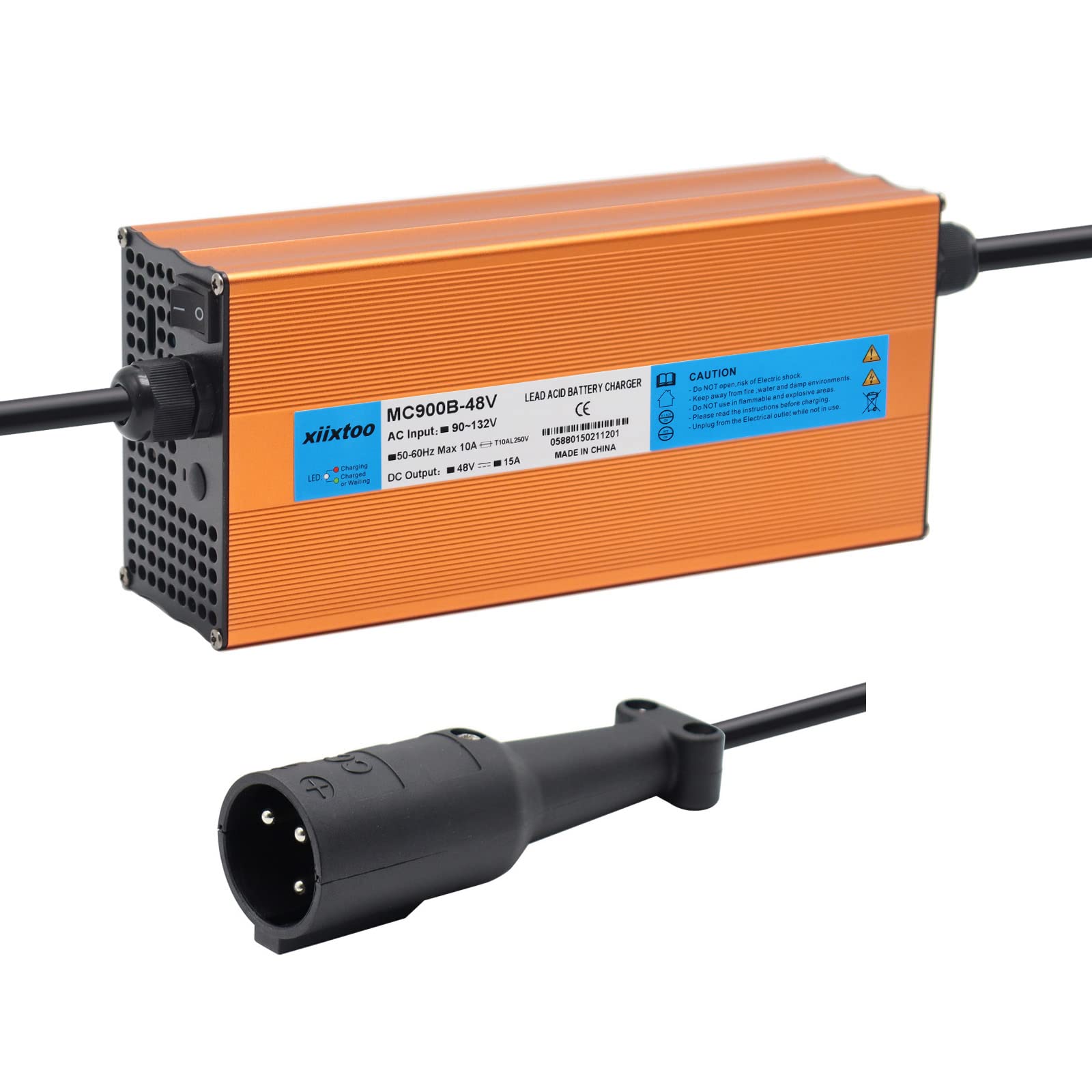48V Golf Cart Battery Charger - 15AMP, 3-Pin Round Plug for Club Car | Perfect Replacement for Golf Carts