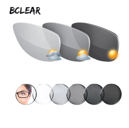 BCLEAR 1.67 High Index Aspheric Photochromic Anti-Blue Light Lenses for Myopia (SPH 0.00-12.00, CYL 0-2.00) - Gray Color - Perfect for Outdoor Activities & Digital Screen Protection