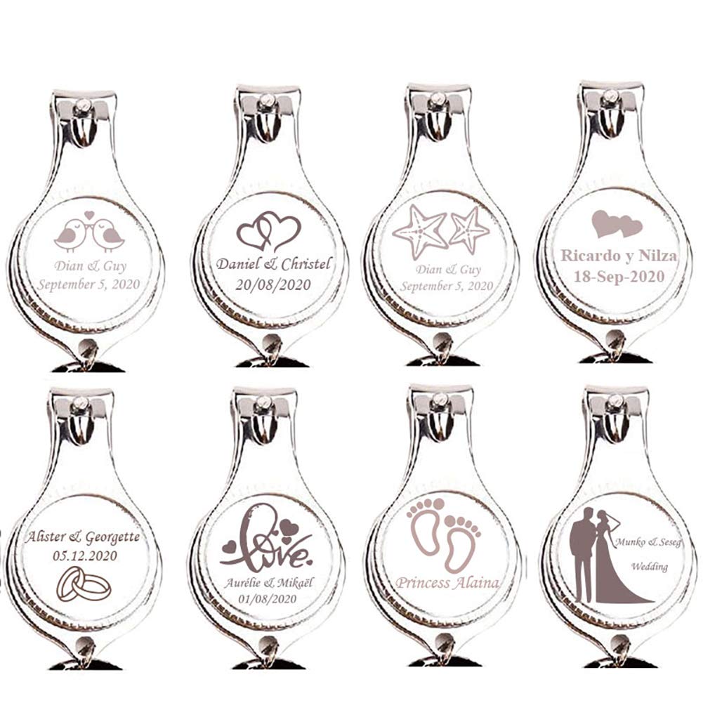 100-Pack Personalized 4-in-1 Multi-Tool Bottle Opener with Nail Clipper - Custom Engraved Wedding Favors & Brewery Gifts for Men (Silver) - Perfect for Parties, Camping, and Everyday Carry