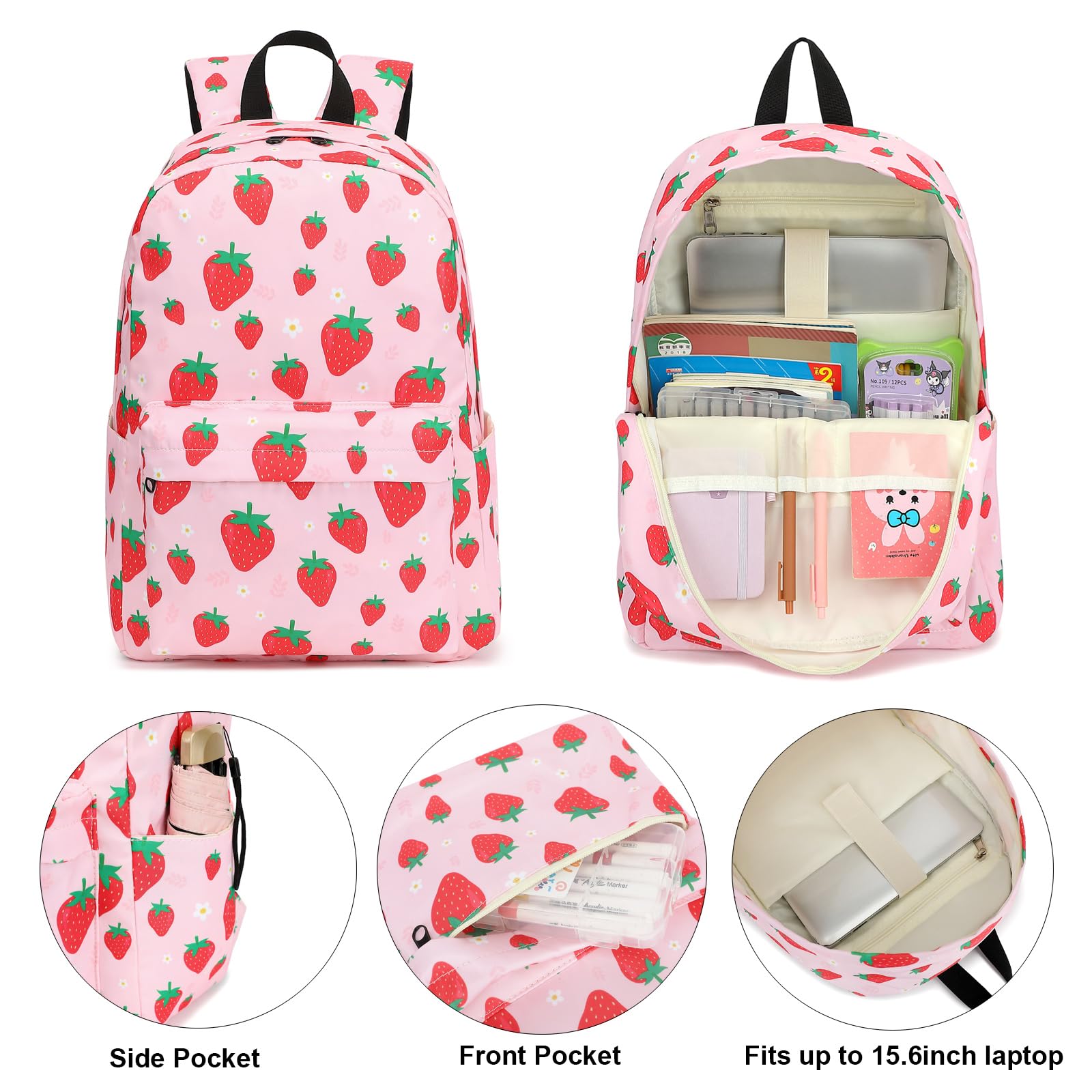 **Girls School Backpack Set for Teens & Kids - Waterproof Bookbag with Lunch Box & Pencil Case - Perfect for School, Travel & Daily Use**