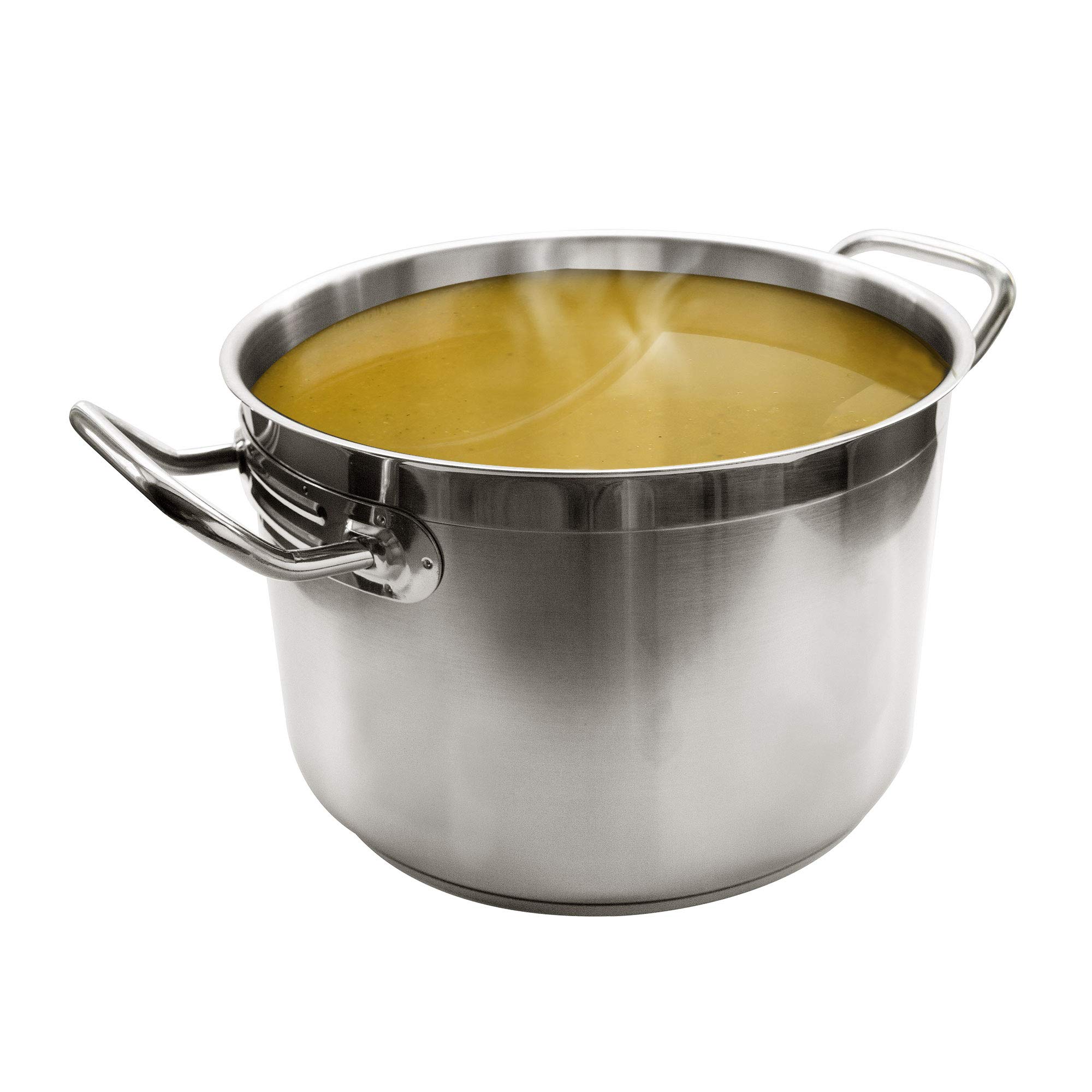 Update International SPS-20 20-Quart Silver Induction Stock Pot - Professional Commercial Kitchen Cookware for Soup, Stew & Large Batch Cooking