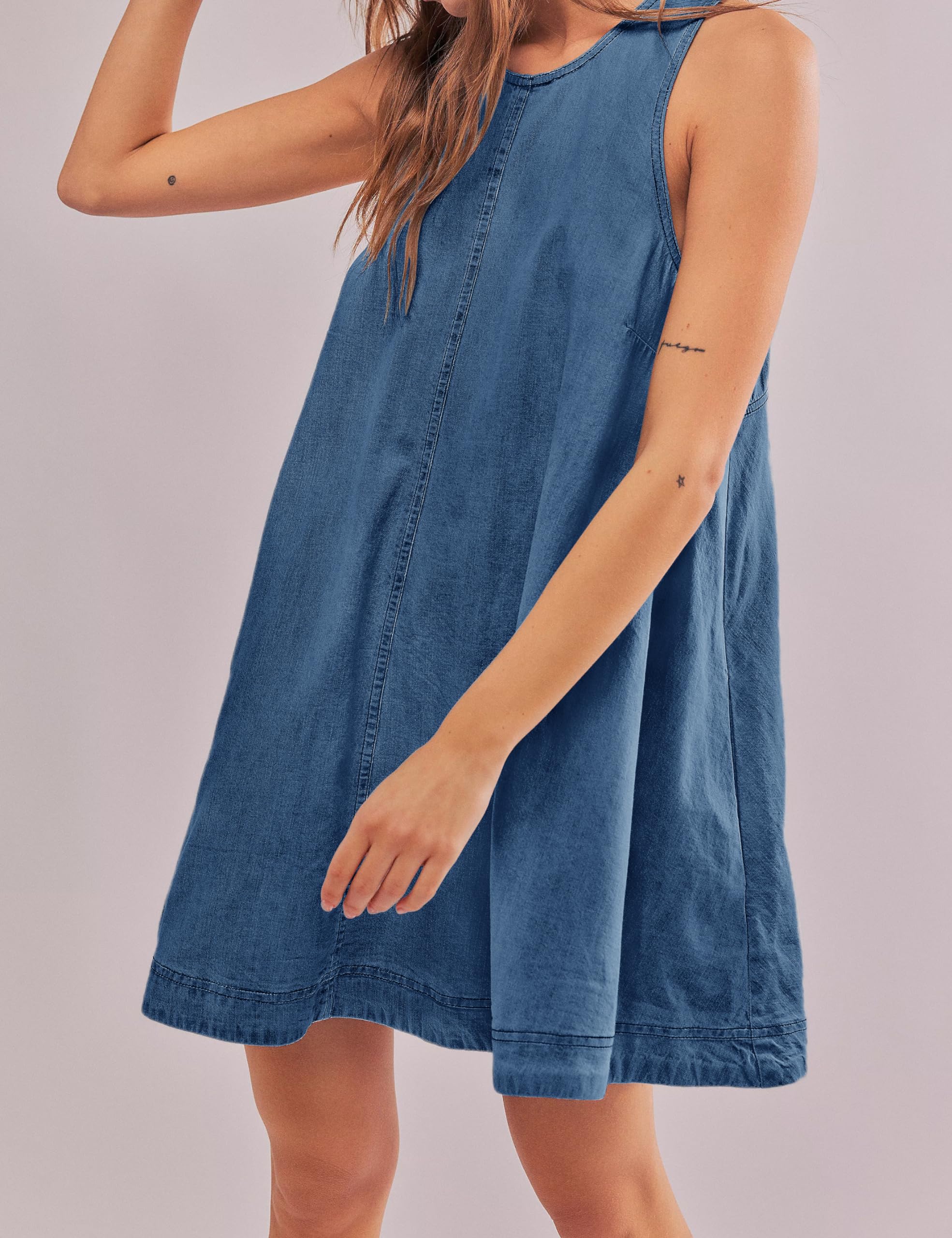 Women's Denim Dress Summer Casual Sleeveless Mini Jean Dress with Pockets | Flowy & Comfortable for Beach, Party & Daily Wear