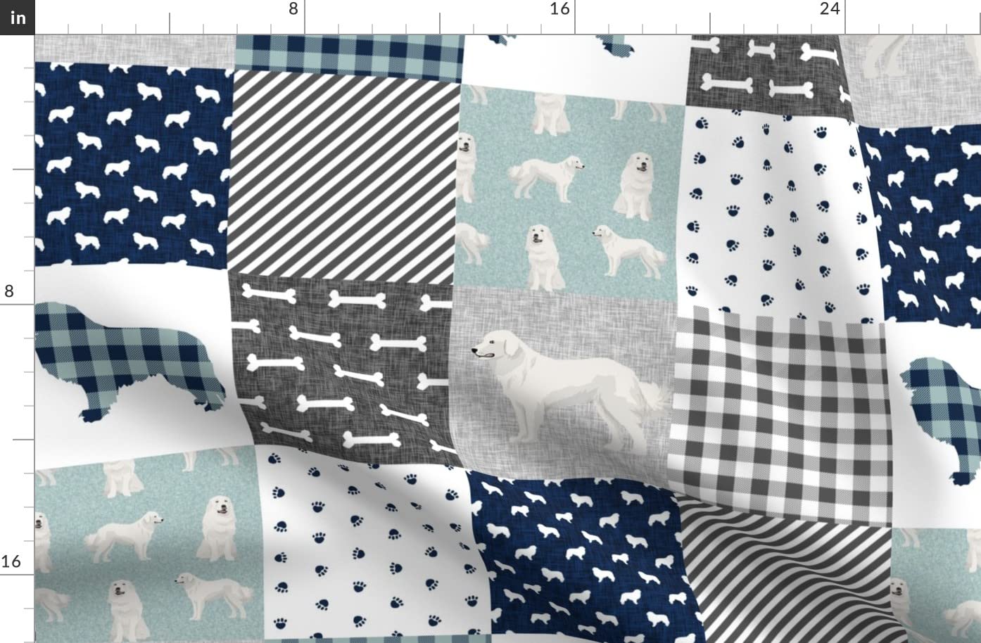 Great Pyrenees Dog Breed Printed Fleece Fabric - Fat Quarter for Pet Quilts, Sewing Blankets, Loungewear & No-Sew DIY Projects - Soft Cheater Wholecloth Material for Dog Lovers