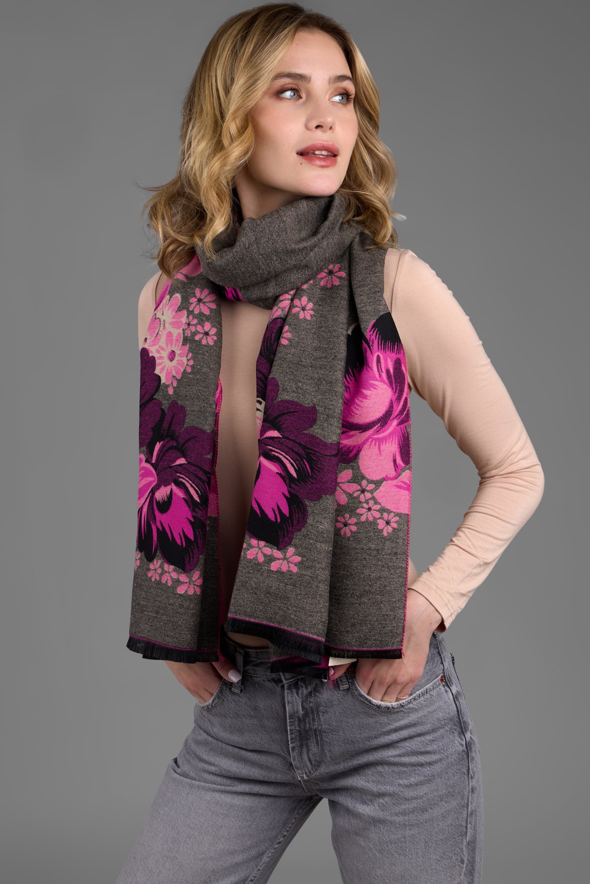 Reversible Blossom Burst Scarf - Lightweight Floral Print Shawl for Women | Perfect for Spring Outfits, Weddings & Travel Accessories