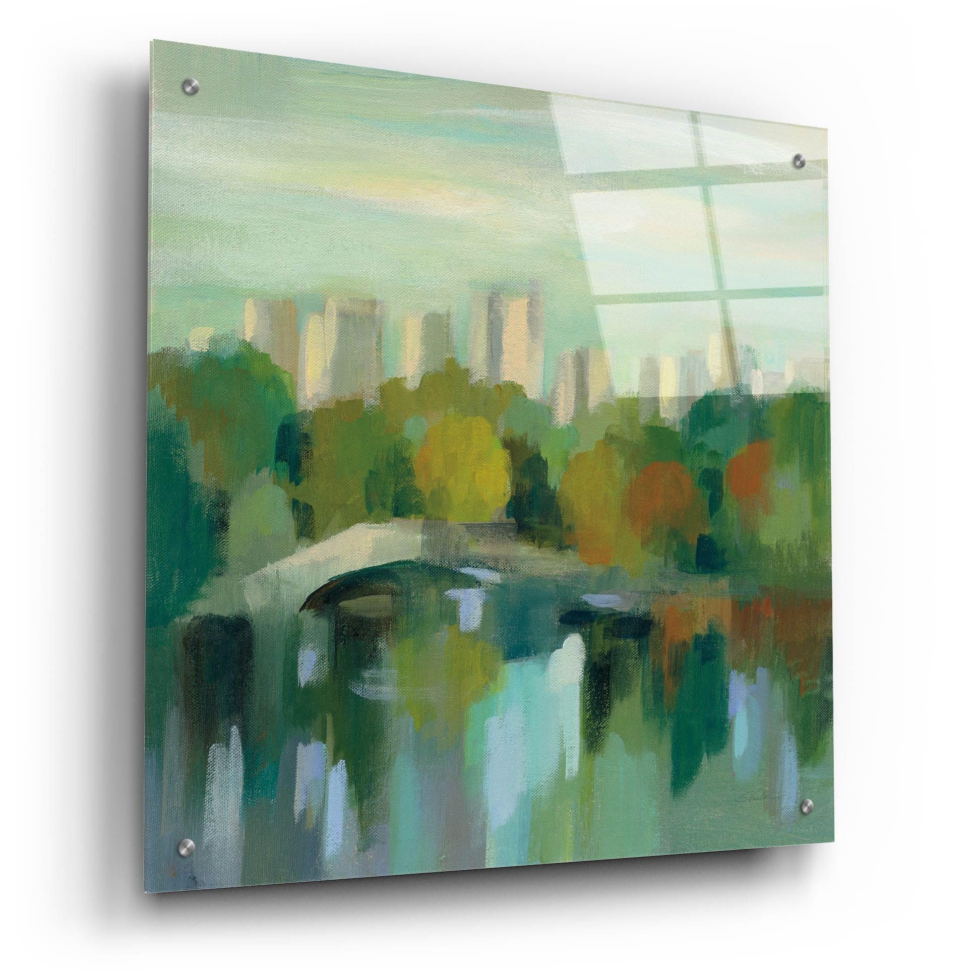 Silvia Vassileva 'Manhattan Sketches III' Acrylic Glass Wall Art - 24x24 Inches Modern Abstract Painting for Living Room, Office & Bedroom Decor