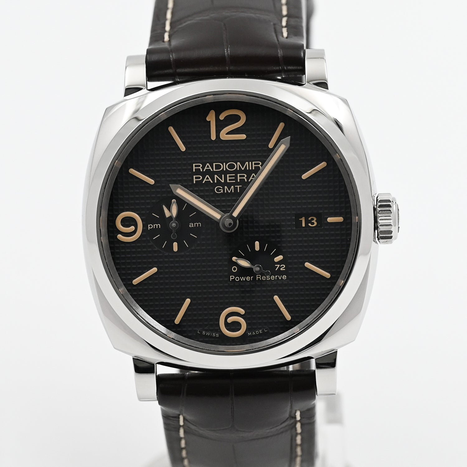 Panerai Radiomir 8-Day GMT Automatic Men's Watch - Luxury Stainless Steel Timepiece with Power Reserve - Perfect for Business Travel & Formal Occasions