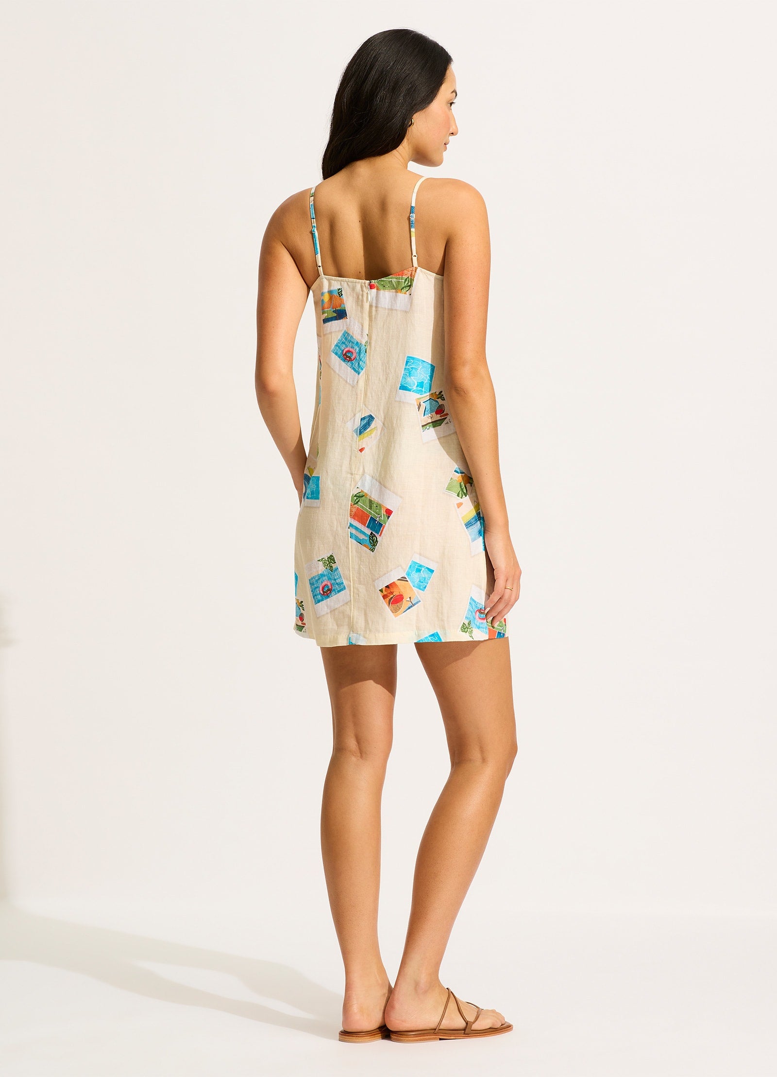 Sunset Bandeau Mini Dress in Ecru - Flowy Summer Beach Dress for Vacation, Party & Date Night