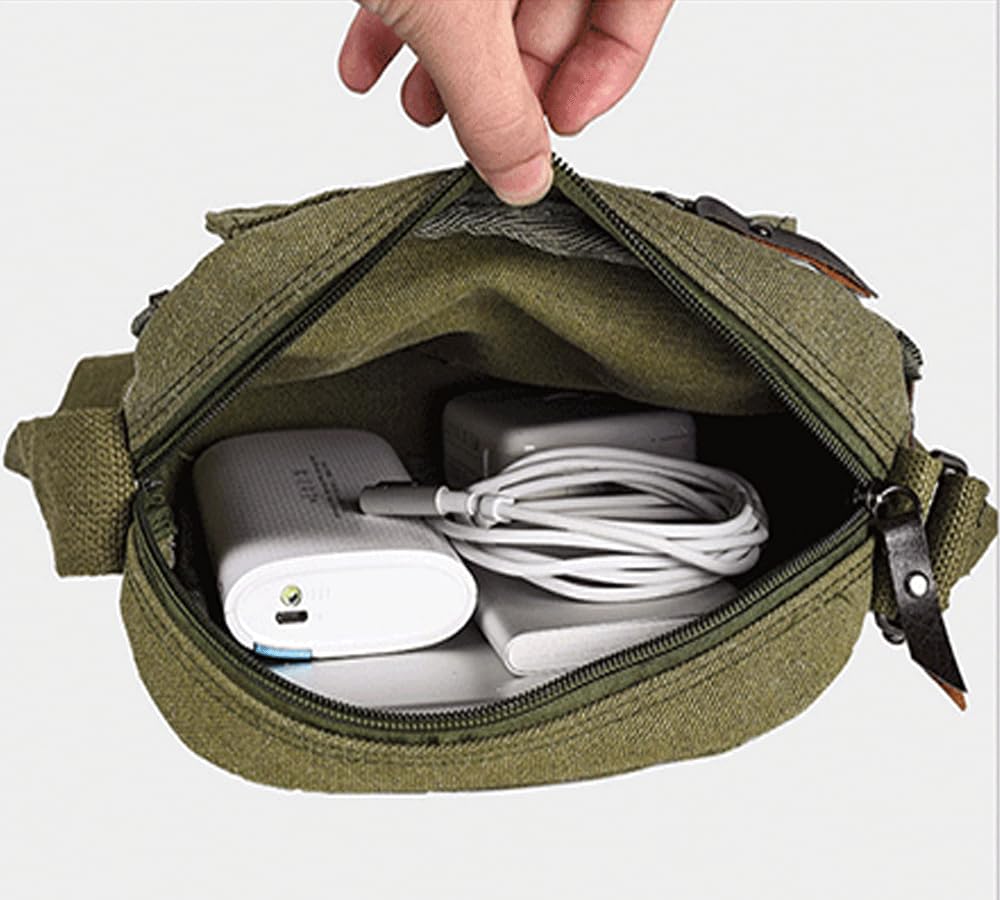 Small Canvas Messenger Bag - Crossbody Chest Shoulder Bag for Men & Women with Multi Pockets | Perfect for Travel, Work & Daily Use