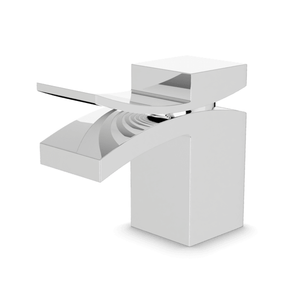 Quarto Square Single Hole Bathroom Faucet - Modern Waterfall Spout Lavatory Sink Faucet for Bathroom Vanity, Powder Room & Guest Bath (Brushed Nickel)