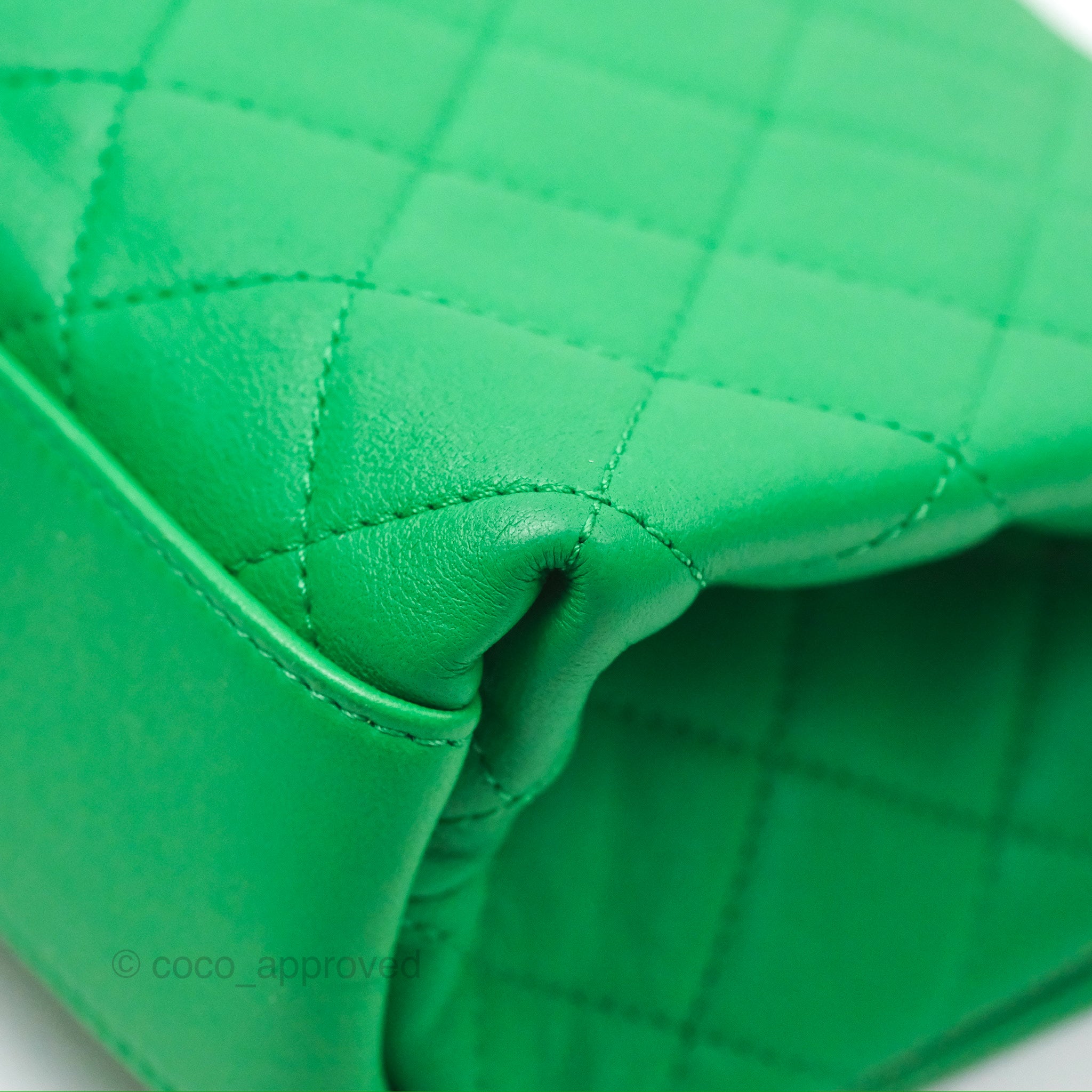 Chanel CC Quilted Flap Bag With Top Handle - Green Calfskin Leather Crossbody Bag with Gold Hardware | Luxury Designer Handbag for Women, Perfect for Date Night & Special Occasions