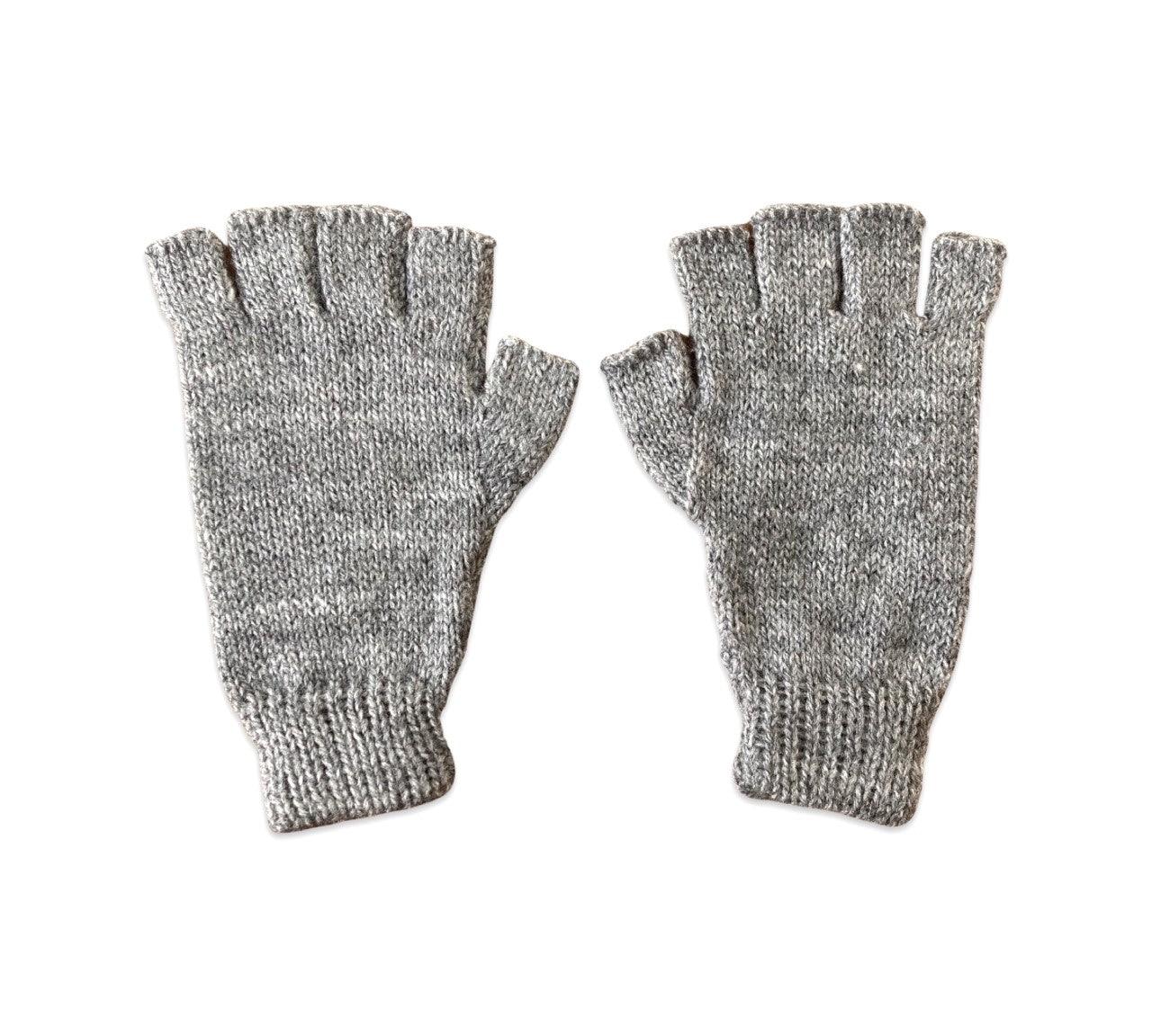 Warm Alpaca Wool Fingerless Gloves - Hand Knitted Winter Gloves for Women & Men - Soft Grey Texting & Typing Gloves for Outdoor Activities & Office Use
