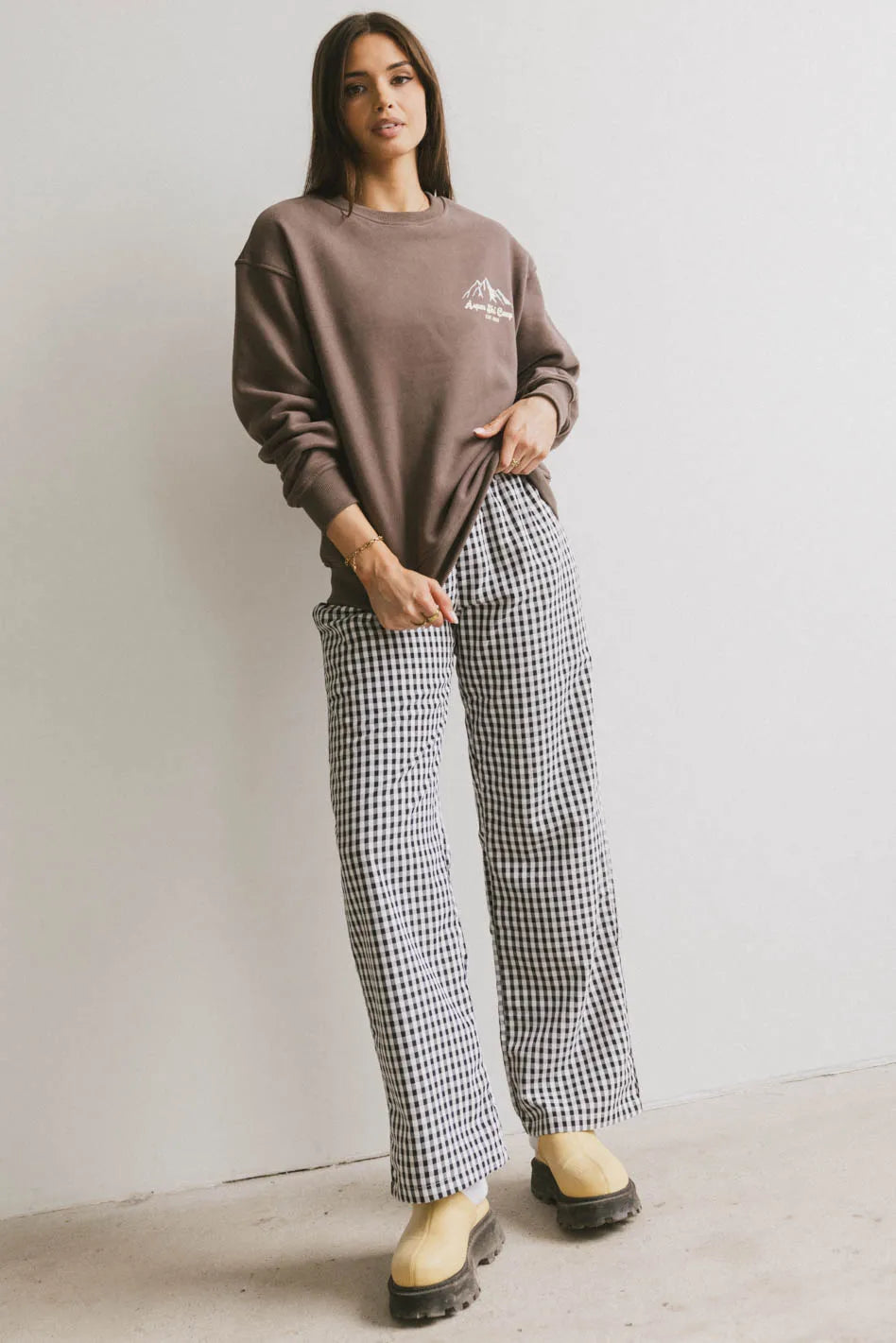 Aspen Ski Camp Brown Crewneck Sweatshirt - Cozy Winter Pullover for Skiing, Snowboarding & Casual Wear | Final Sale