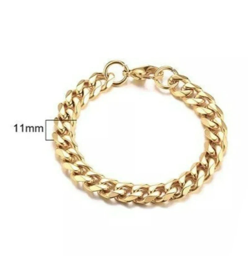 14K Heavy Cuban Link Gold Chain Bracelet for Men - 11mm Solid Gold Rope Bracelet - Luxury Hip Hop Jewelry Gift for Birthday & Anniversary - Perfect for Parties, Weddings & Everyday Wear