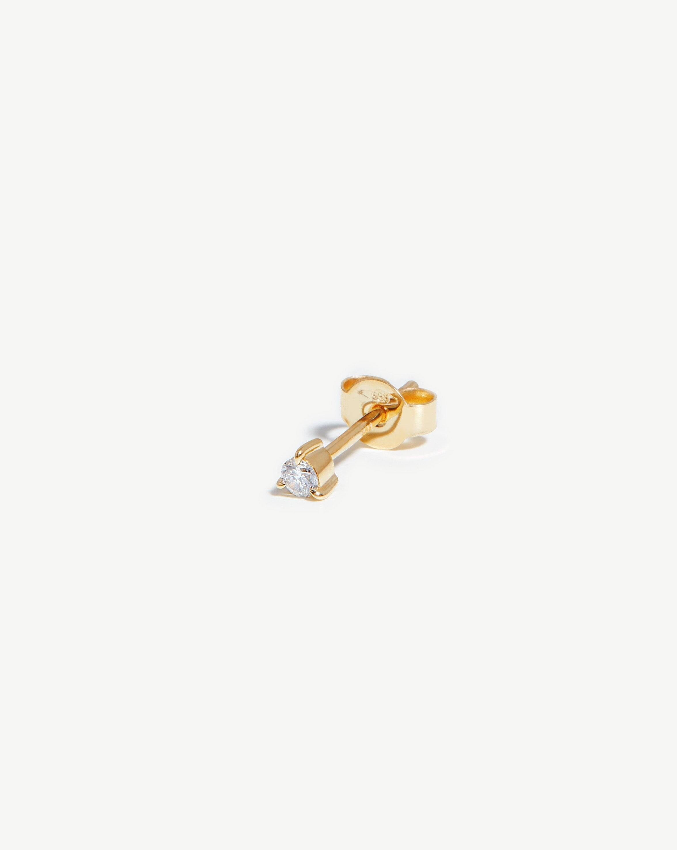 Elegant Solitaire Single Stud Earrings for Women - 14K Gold or Sterling Silver - Perfect for Everyday Wear, Parties & Gifts