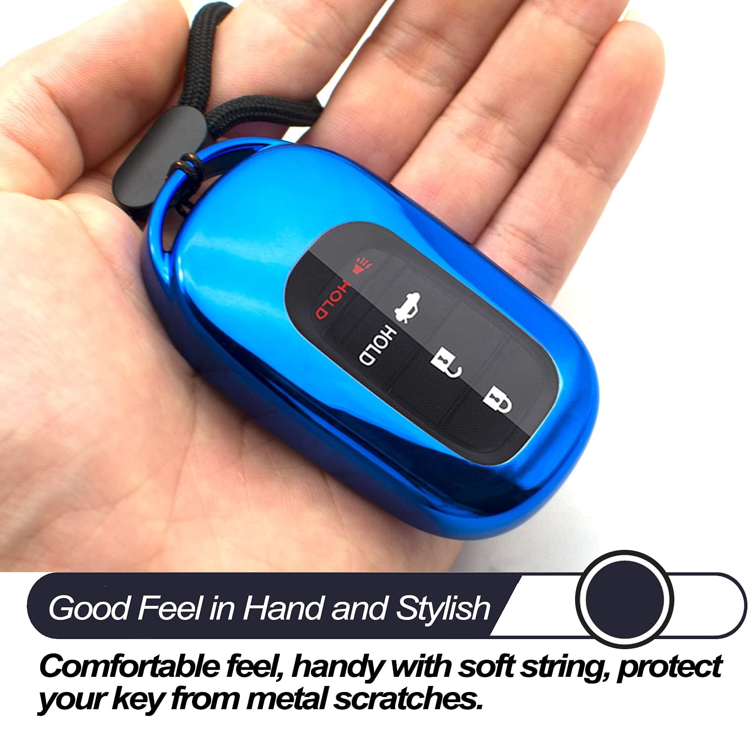 MECHCOS Blue TPU Key Fob Cover Case Compatible with Honda Civic CR-V Accord HR-V Pilot 2022-2024 - Keyless Entry Remote Holder Skin Protector for Car Keys (Perfect for Daily Protection & Easy Access)