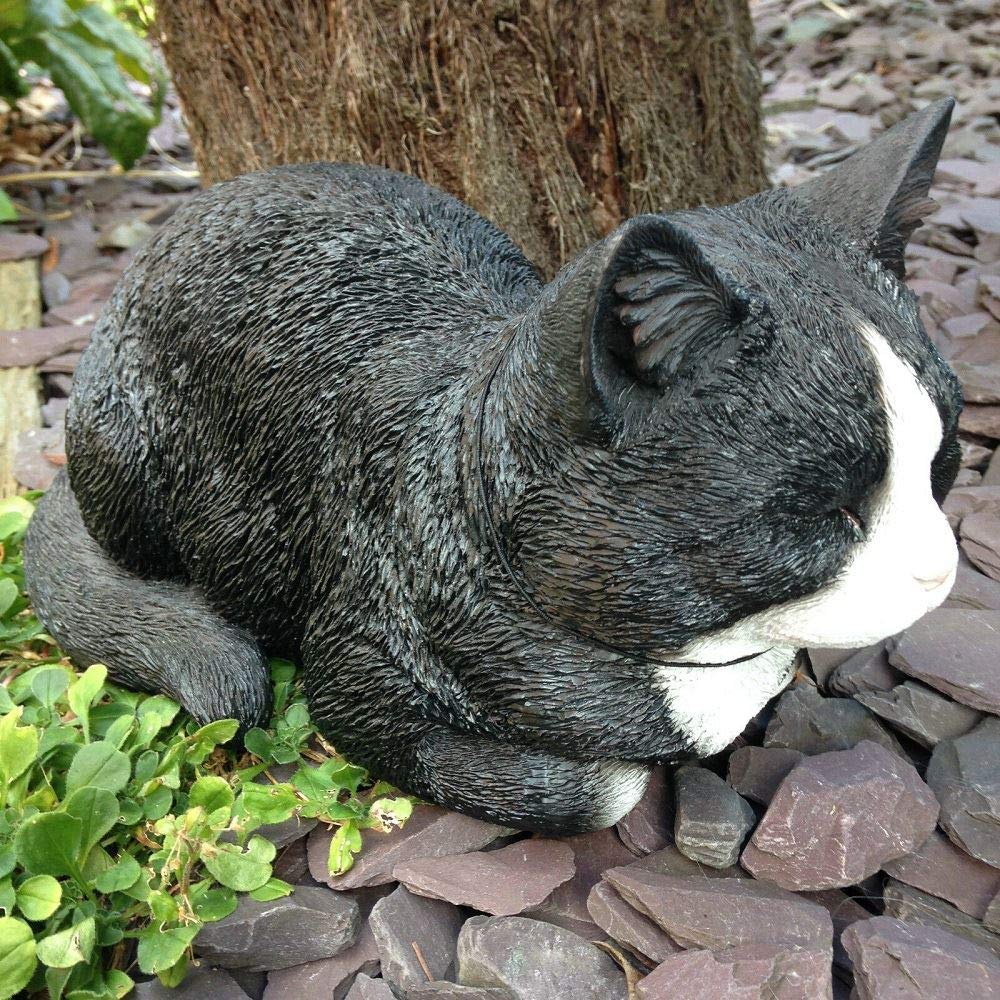 Dreaming Cat Ornament - Black and White Ceramic Figurine for Home Decor, Gift & Shelf Display | Perfect for Cat Lovers, Christmas Tree Decorations and Cozy Living Room Accents