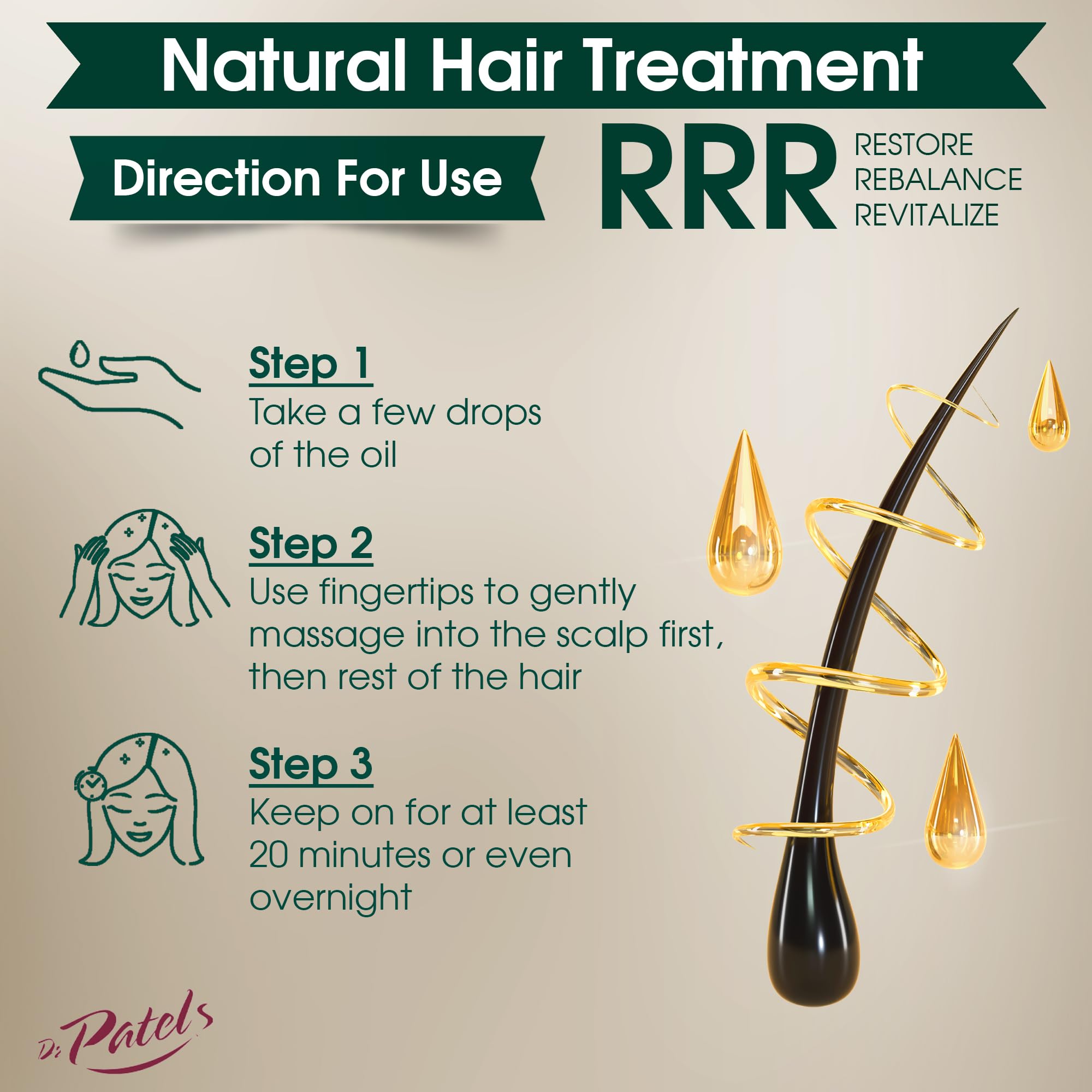 Dr. Patel's Ravish 200ml Herbal Homeopathic Hair Oil - Natural Remedy for Hair Growth & Hair Loss Prevention | Chemical-Free Treatment for All Hair Types | Men & Women | Daily Scalp Care & Styling Solution (Pack of 1)