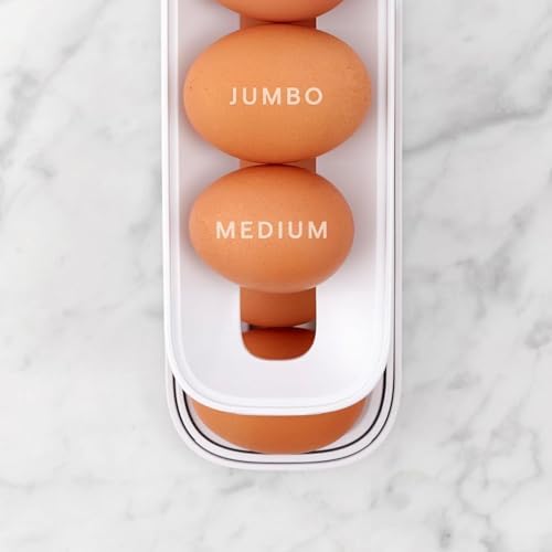 PG Home Products 2-Tier Rolling Egg Dispenser Holds 12-14 Eggs - Space Saving Refrigerator Organizer with Gravity-Fed Design - Durable Kitchen Storage for Fridge or Pantry - Perfect for Breakfast Meal Prep & Baking Needs