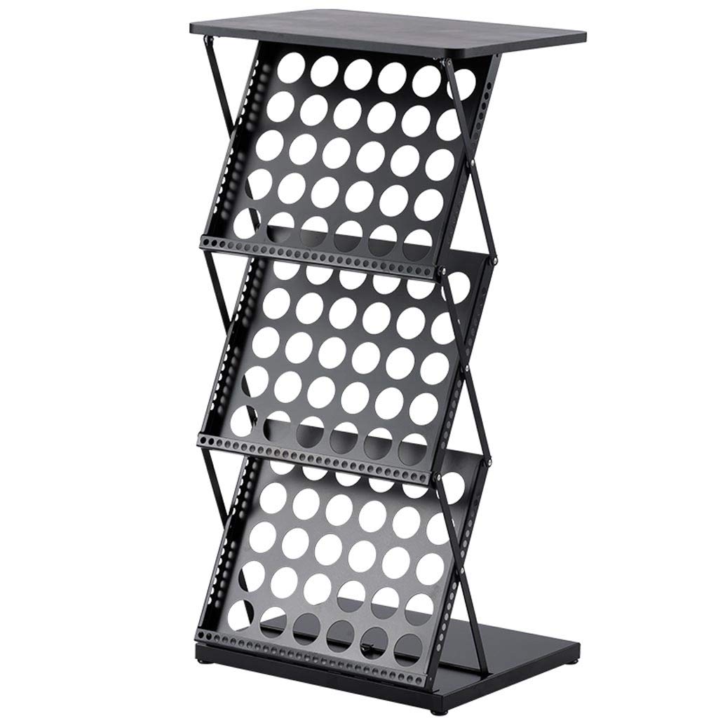 SHIJIANX Black Mesh Magazine Rack - Aluminum Alloy Folding Floor/Desktop Book Organizer for Office, Home & Library | Space-Saving Literature Display Stand for Magazines, Books & Documents