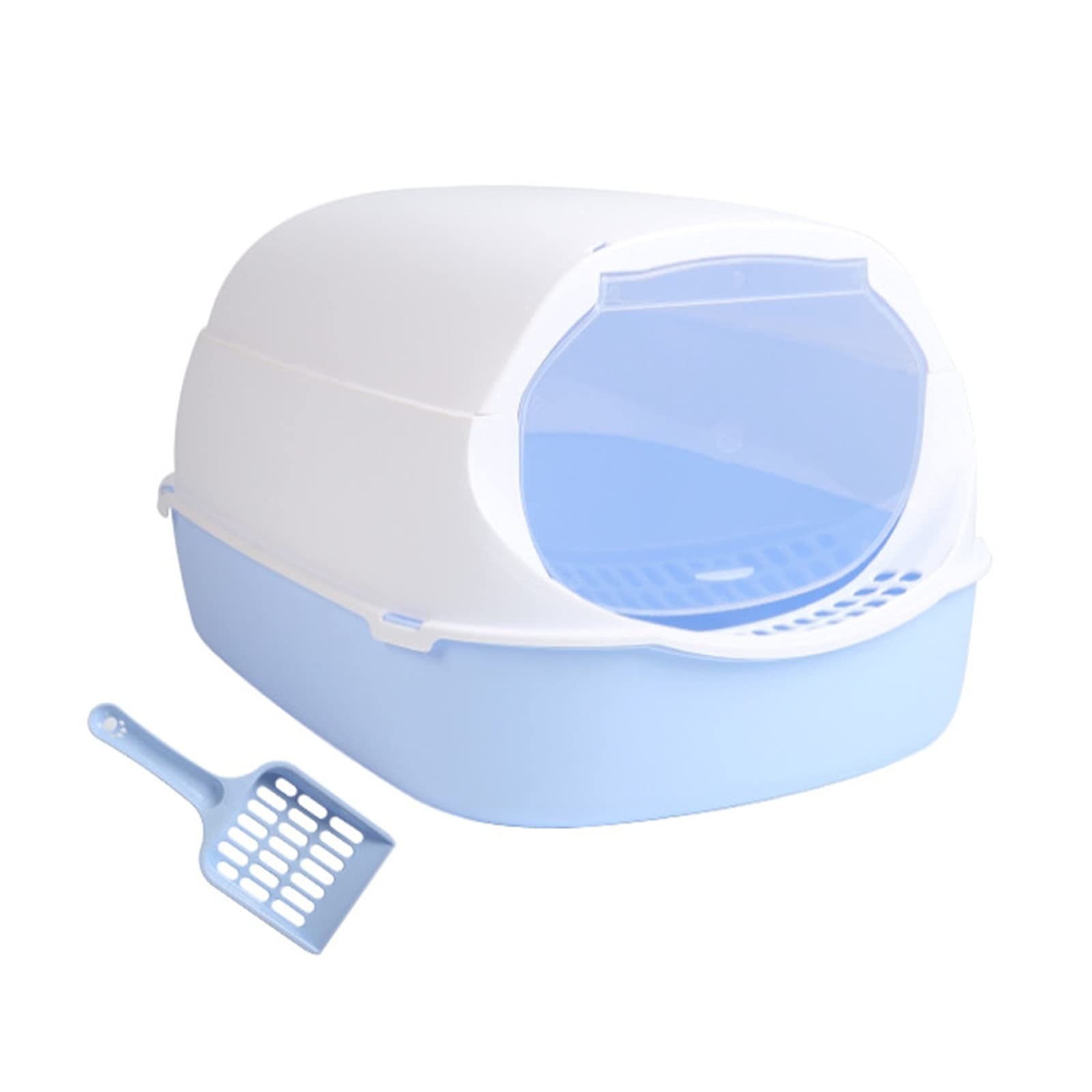 Detachable & Washable Covered Cat Litter Box - Foldable Enclosed Cat Toilet with Sand Leak-Proof Pedal Design, Multi-Functional Pet Pan for Kittens & Small Pets (Blue) | Perfect for Apartments, Travel & Odor Control