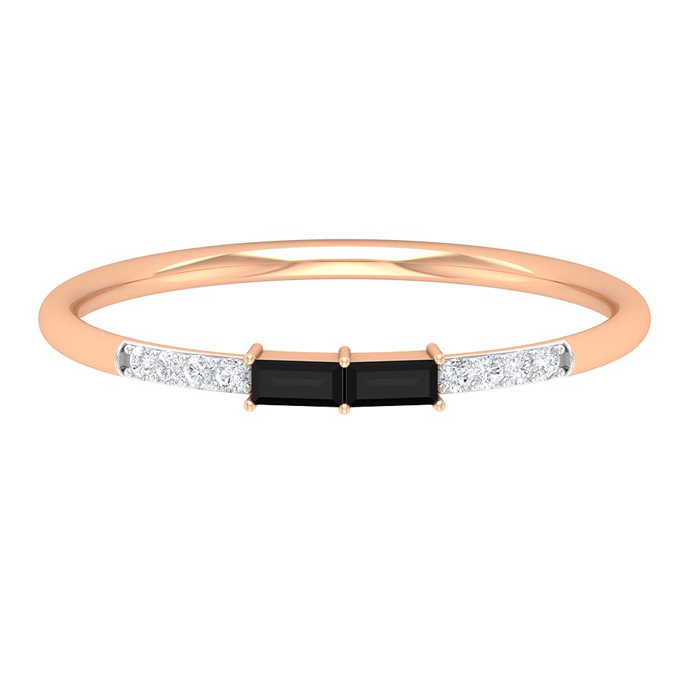 14K Solid Gold Black Onyx & Diamond Stackable Ring for Women - Elegant Wedding Band, Anniversary Gift, Everyday Jewelry - Perfect for Stacking, Layering & Special Occasions