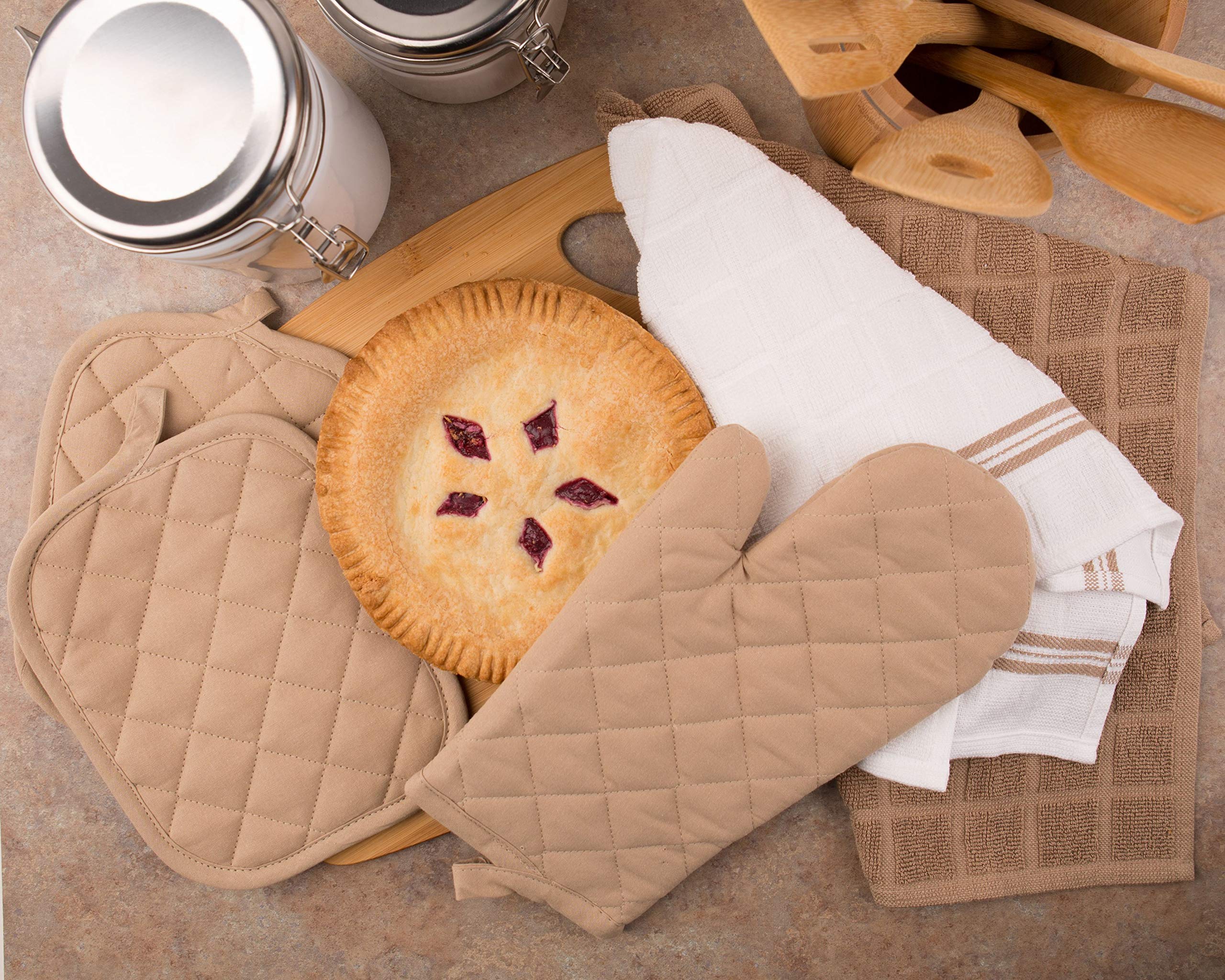 5-Piece Premium Kitchen Towel Set - Soft & Absorbent Brown Stone Cotton Dish Towels for Cooking, Cleaning & Drying Dishes